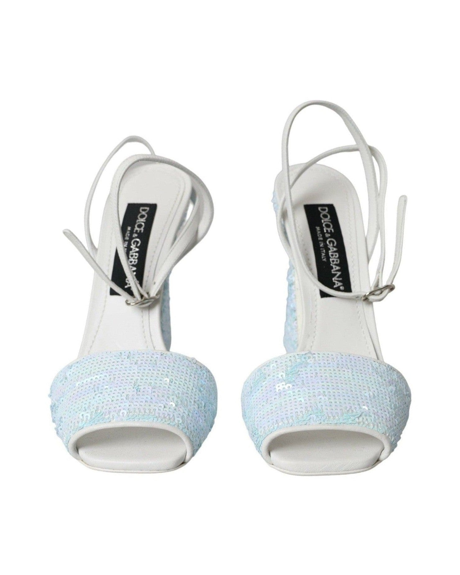 Dolce & Gabbana Light Blue Sequin Ankle Strap Sandals Shoes Heels