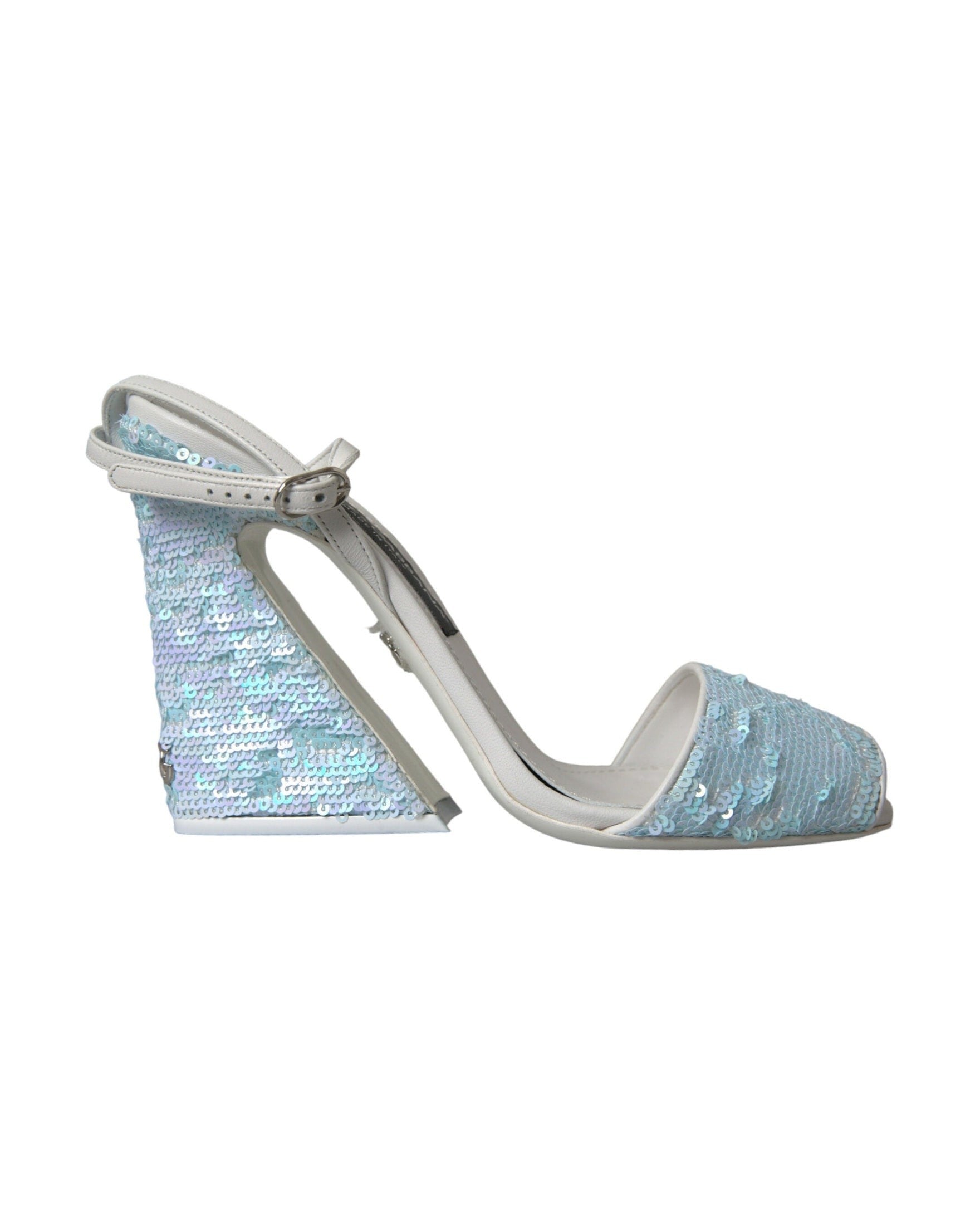 Dolce & Gabbana Light Blue Sequin Ankle Strap Sandals Shoes Glam Steals