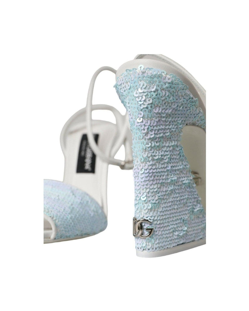 Dolce & Gabbana Light Blue Sequin Ankle Strap Sandals Shoes Glam Steals