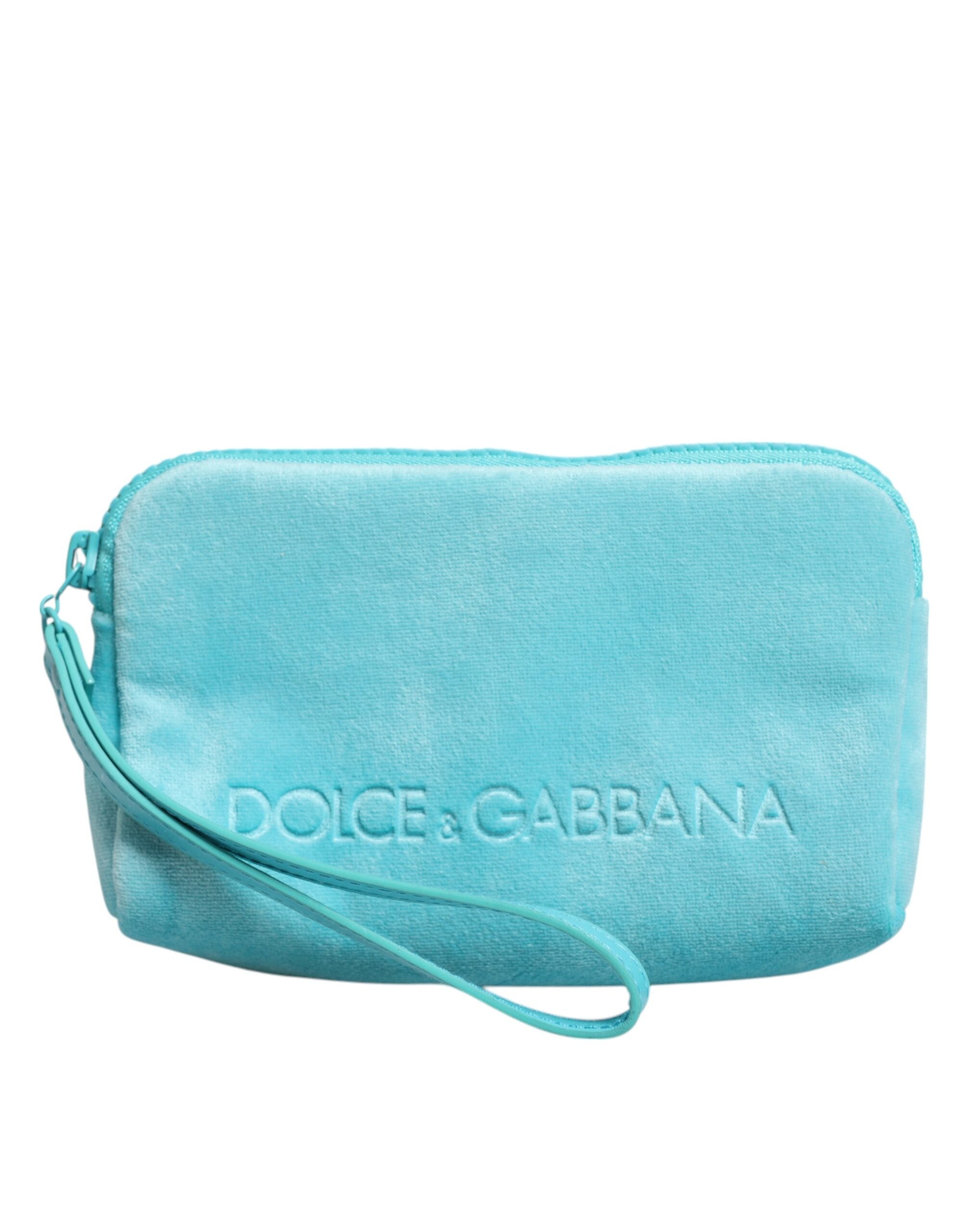 Dolce & Gabbana Light Blue Solid Logo Clutch Sunglasses Holder Pouch Bag Glam Steals