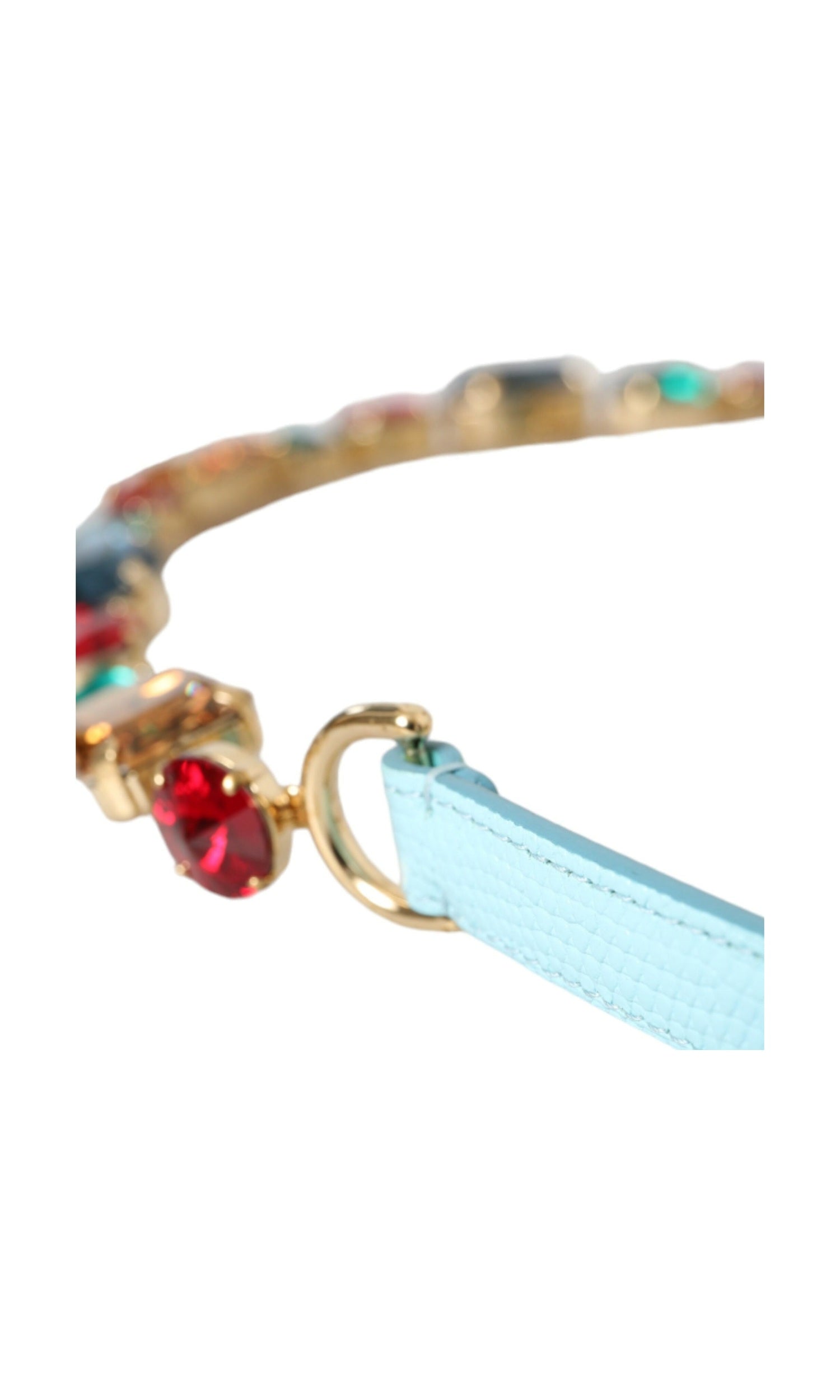Dolce & Gabbana Light Leather Crystal Chain Waist Blue Belt Glam Steals
