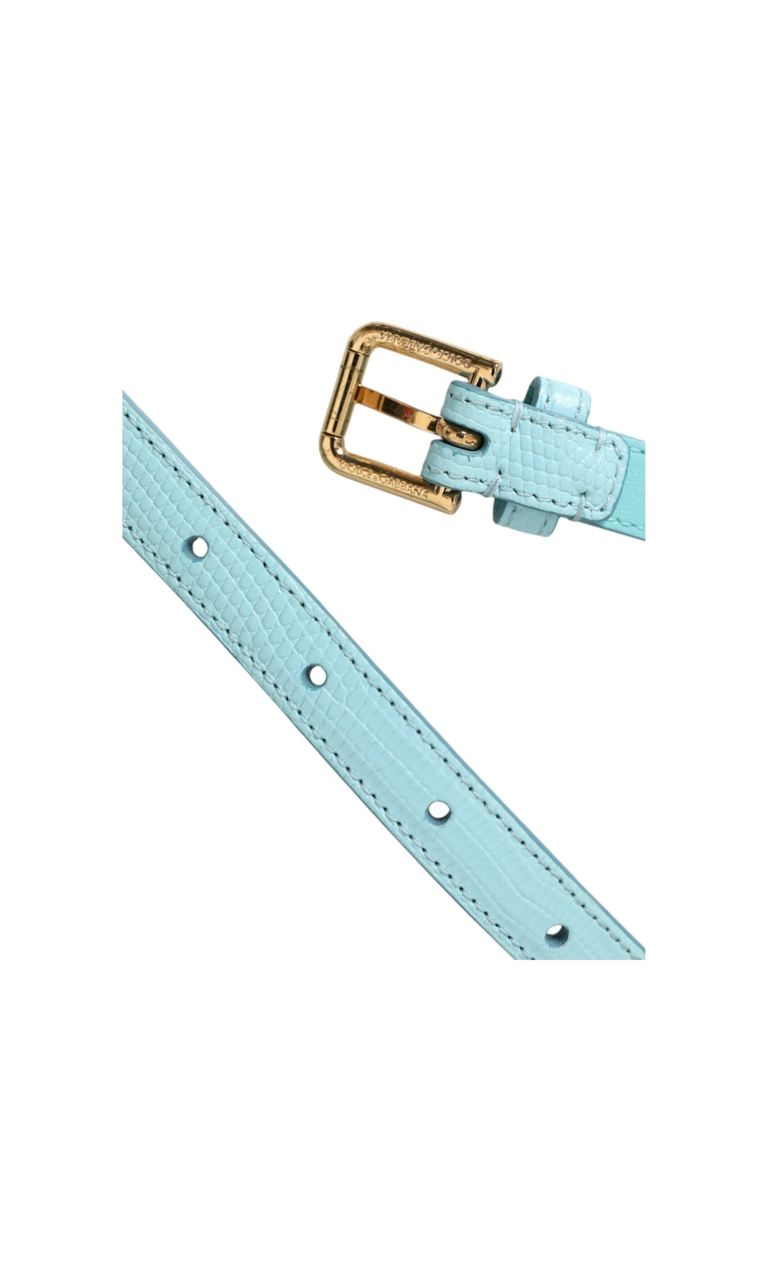 Dolce & Gabbana Light Leather Crystal Chain Waist Blue Belt Glam Steals