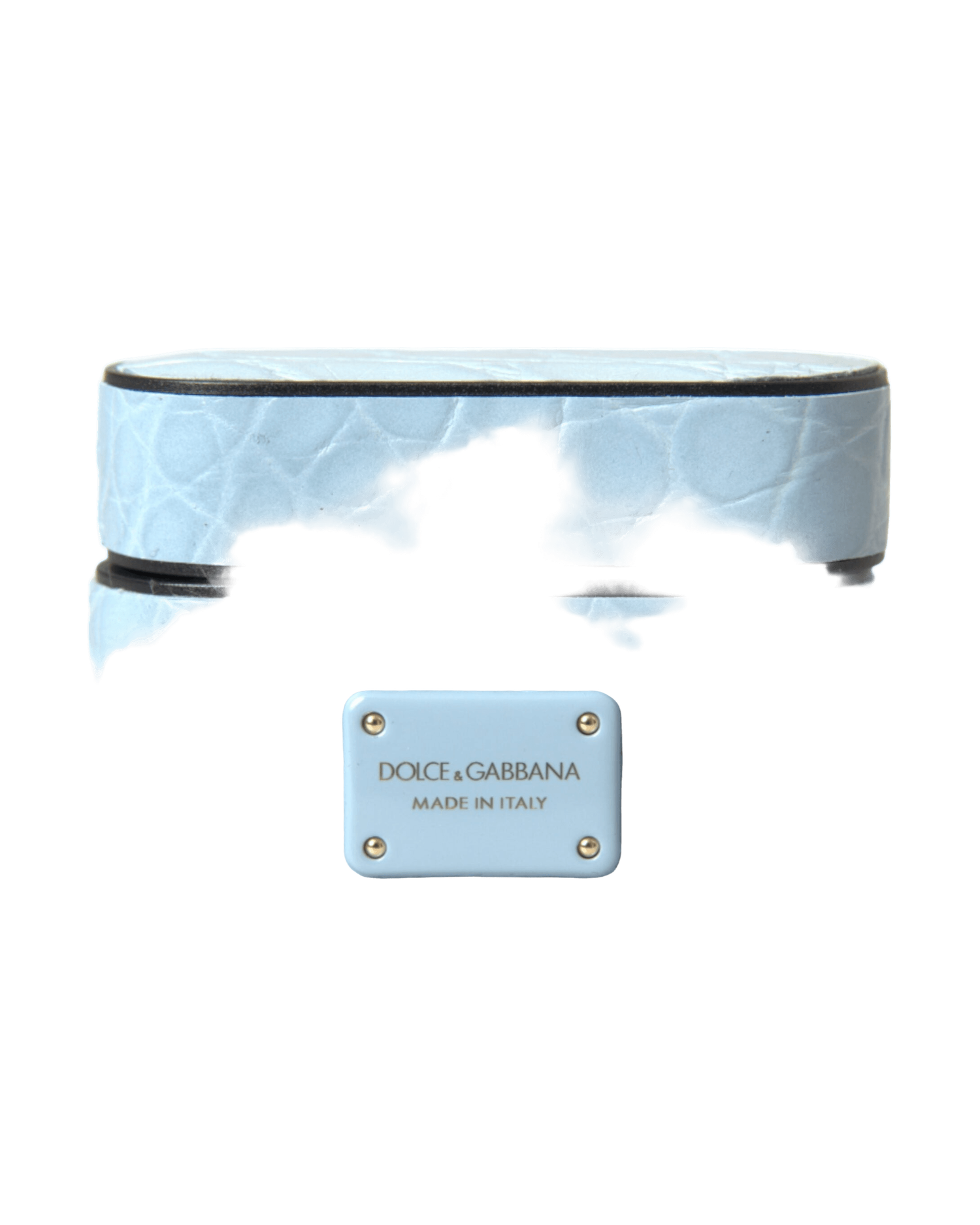 Dolce & Gabbana Light Leather Metal Logo Plaque Airpods Blue Case Glam Steals