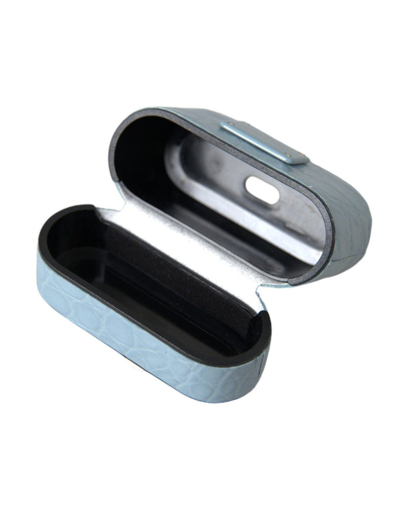 Dolce & Gabbana Light Leather Metal Logo Plaque Airpods Blue Case Glam Steals