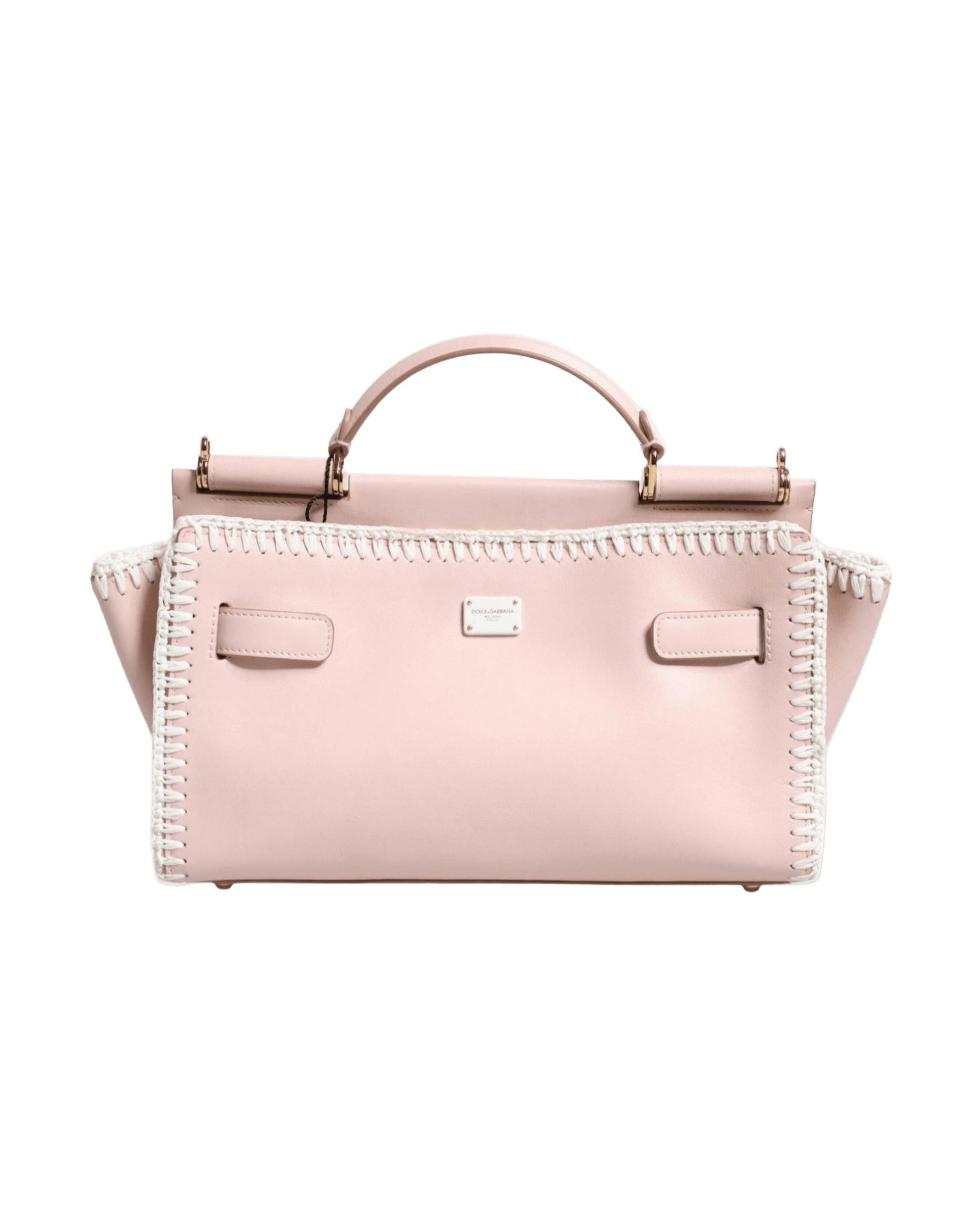 Dolce & Gabbana Light Logo Plaque Soft Leather Strap Crossbody Pink Bag Glam Steals