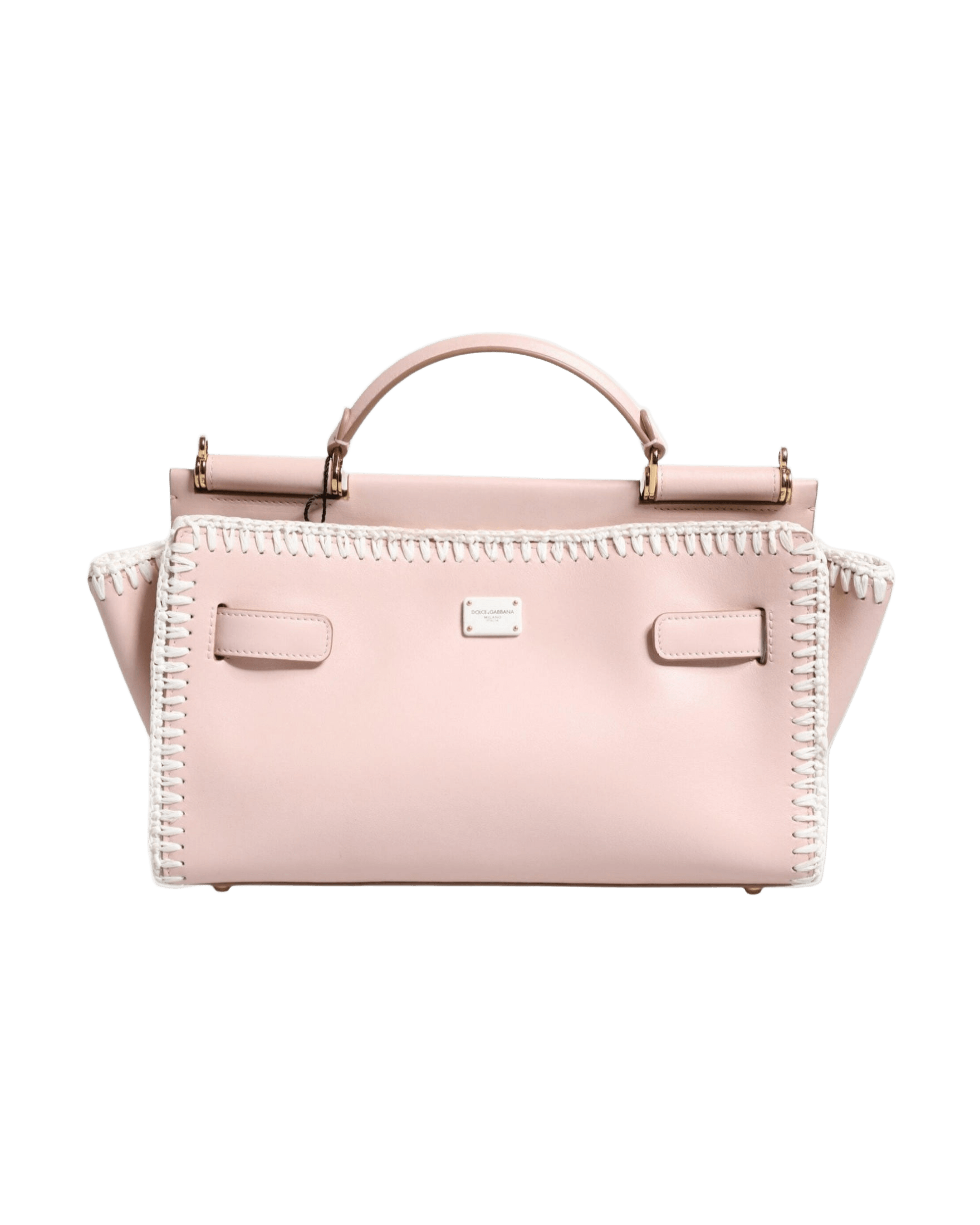 Dolce & Gabbana Light Logo Plaque Soft Leather Strap Crossbody Pink Bag Glam Steals