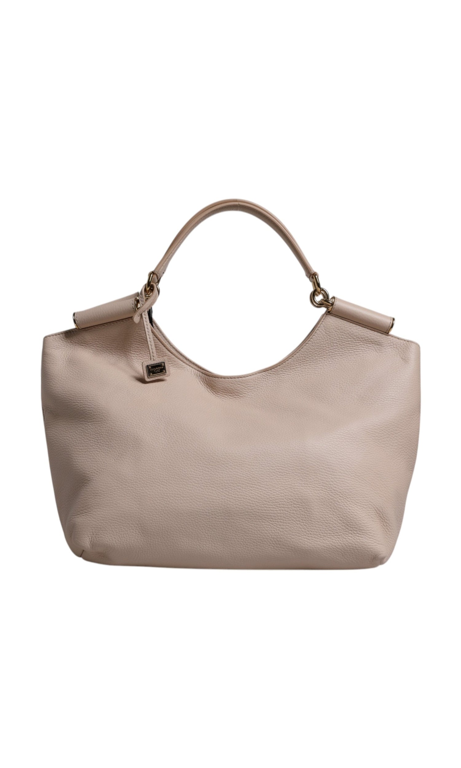 Dolce & Gabbana Light Pink Leather Deer Logo Plaque Tote Top Handle Bag Glam Steals