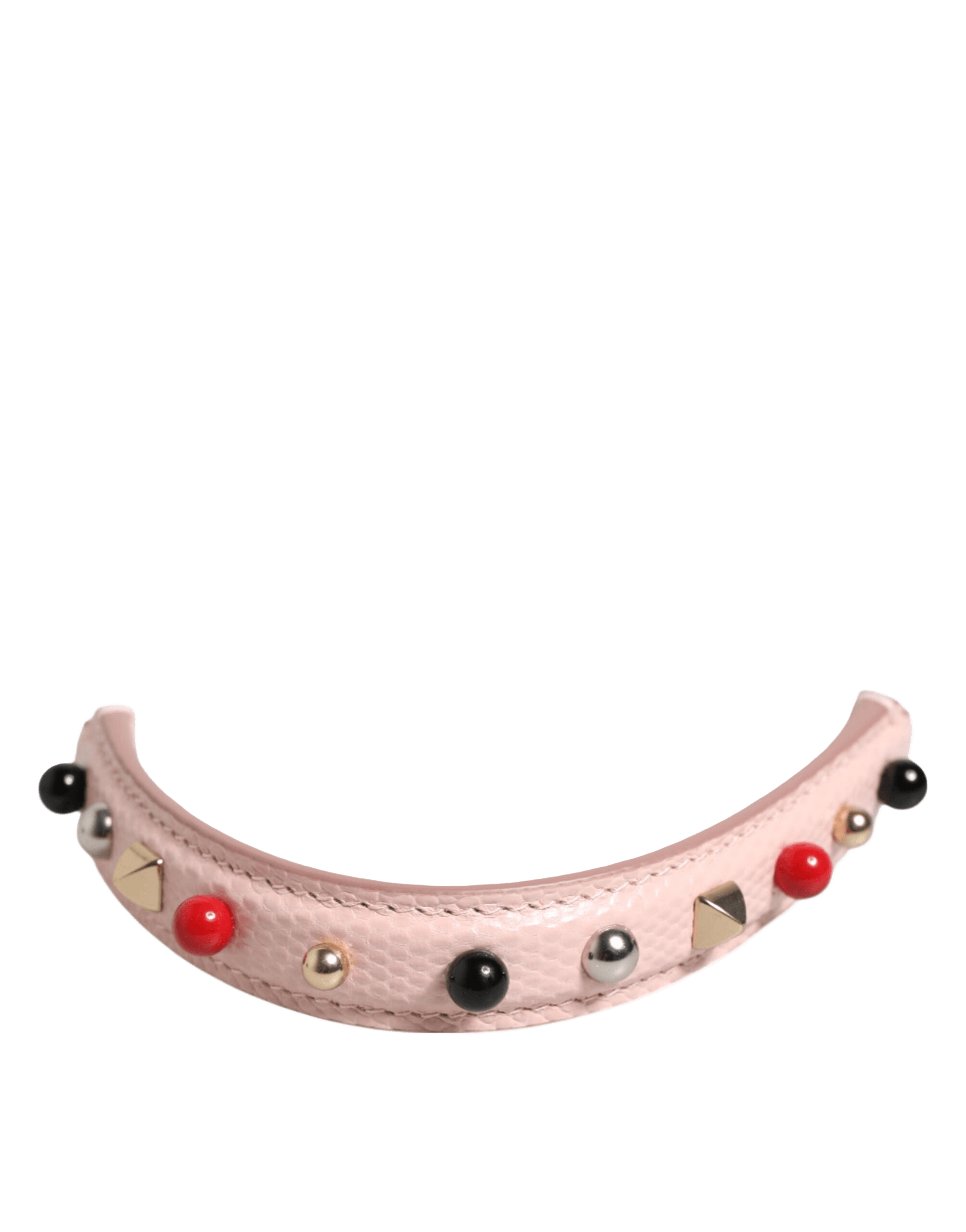 Dolce & Gabbana Light Pink Leather Embellished Bag Handle Shoulder Strap Glam Steals