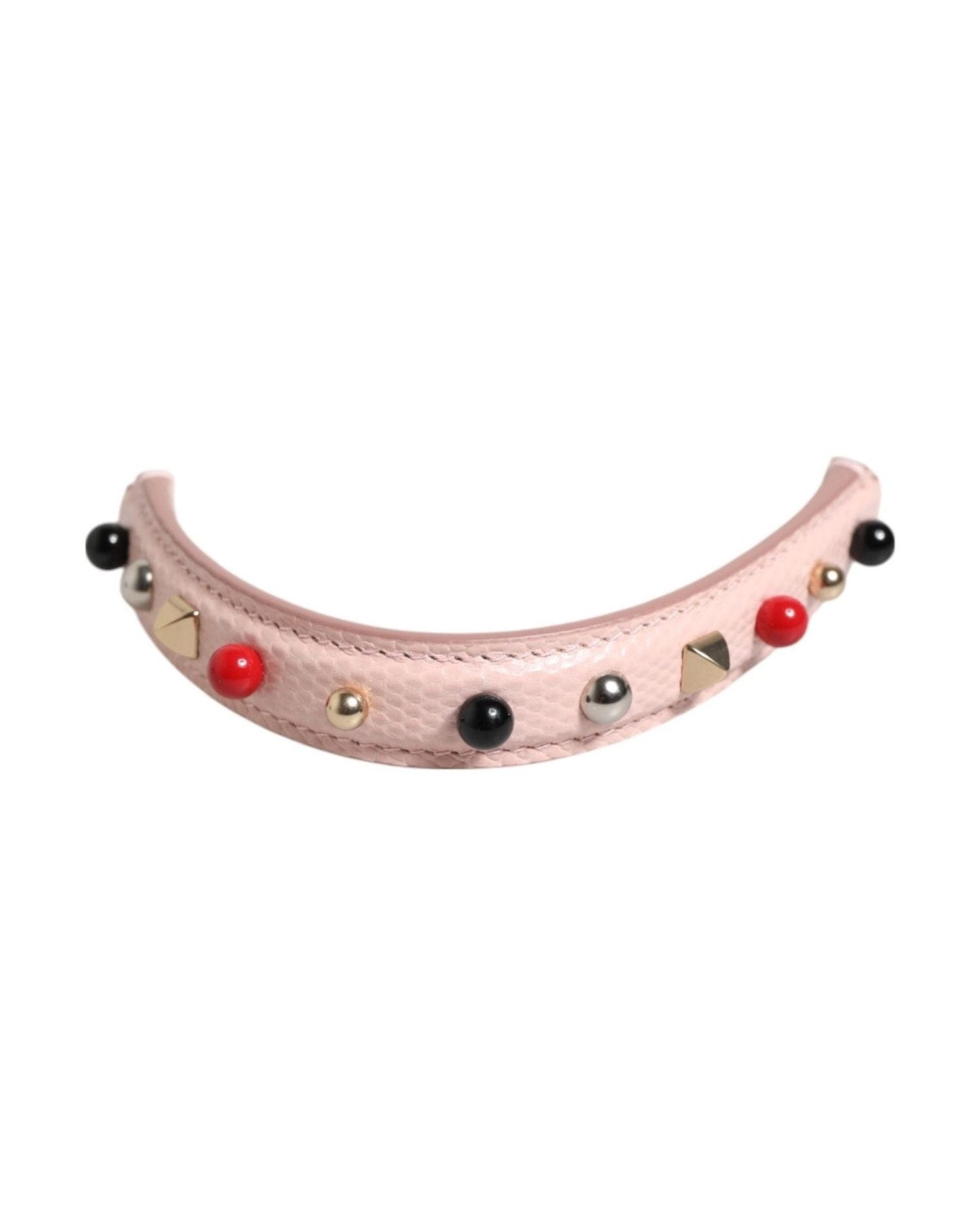 Dolce & Gabbana Light Pink Leather Embellished Bag Handle Shoulder Strap Glam Steals