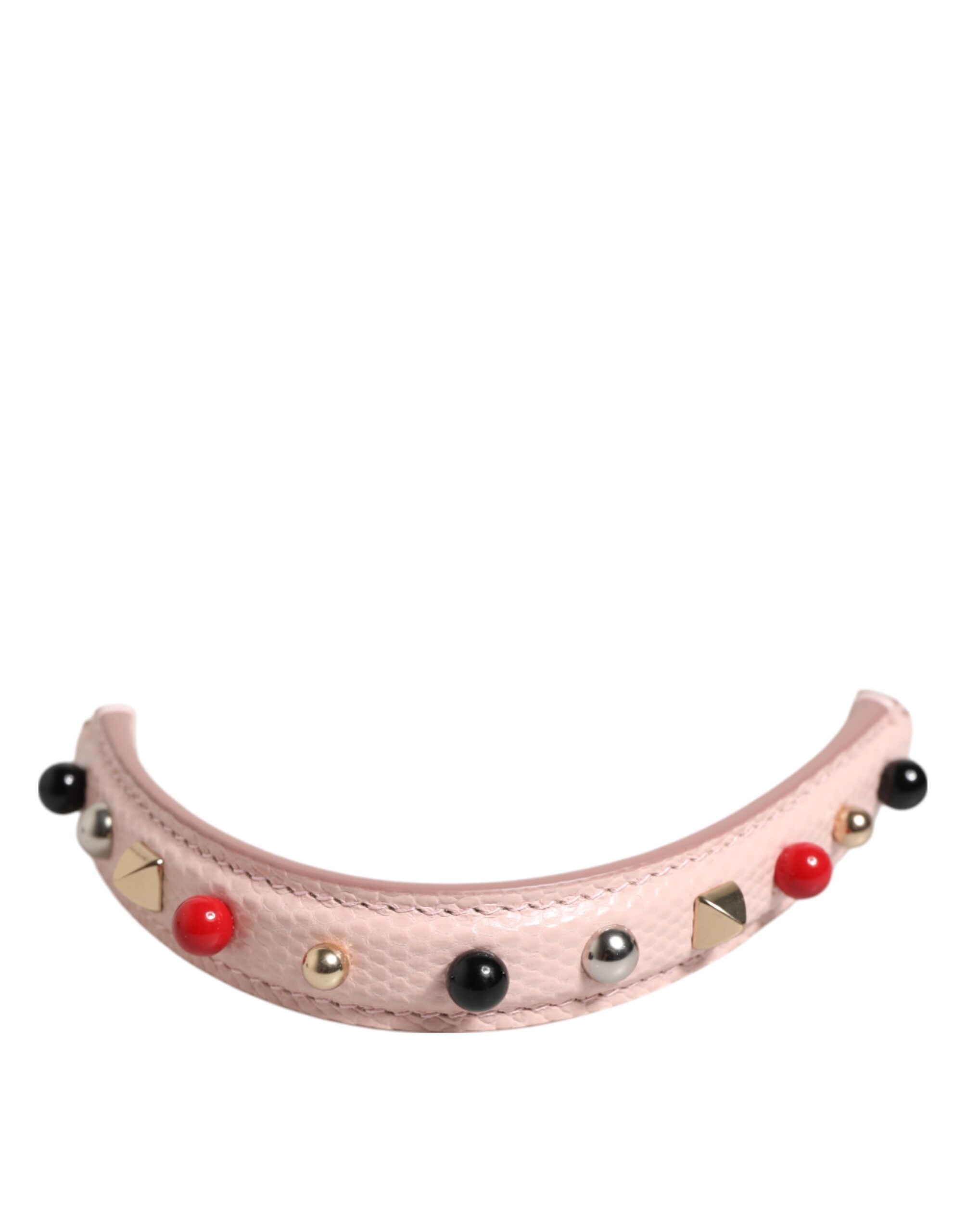 Dolce & Gabbana Light Pink Leather Embellished Bag Handle Shoulder Strap Glam Steals
