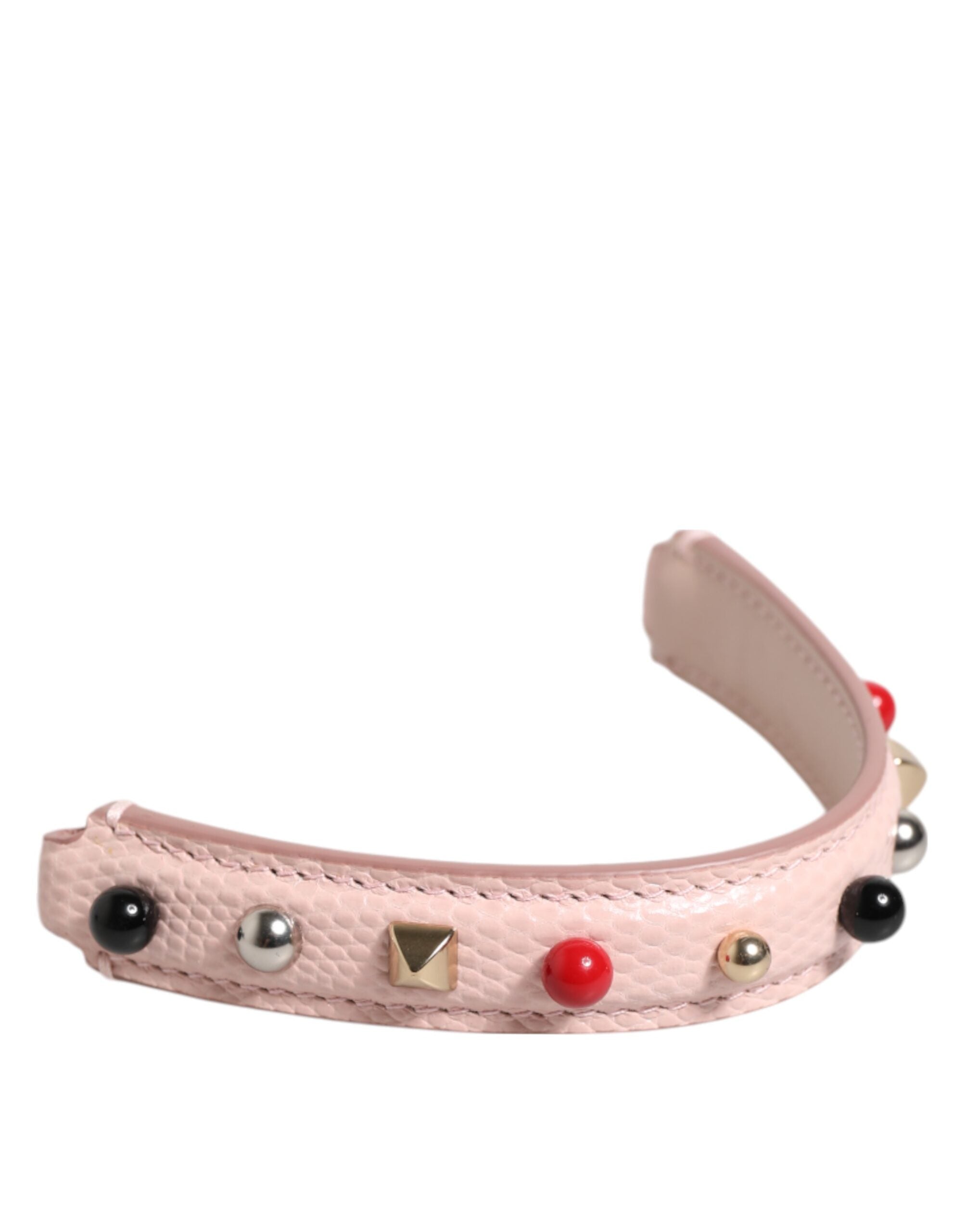 Dolce & Gabbana Light Pink Leather Embellished Bag Handle Shoulder Strap Glam Steals