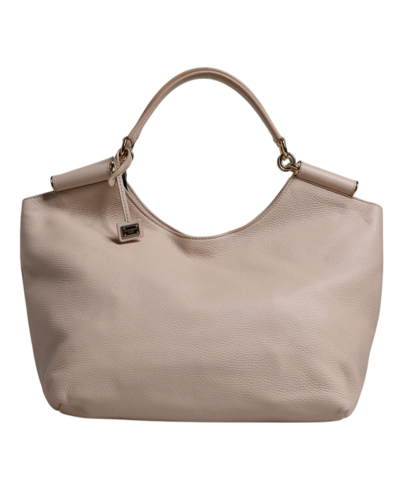 Dolce & Gabbana Light Pink Leather Logo Plaque Tote Shoulder Borse Bag Glam Steals