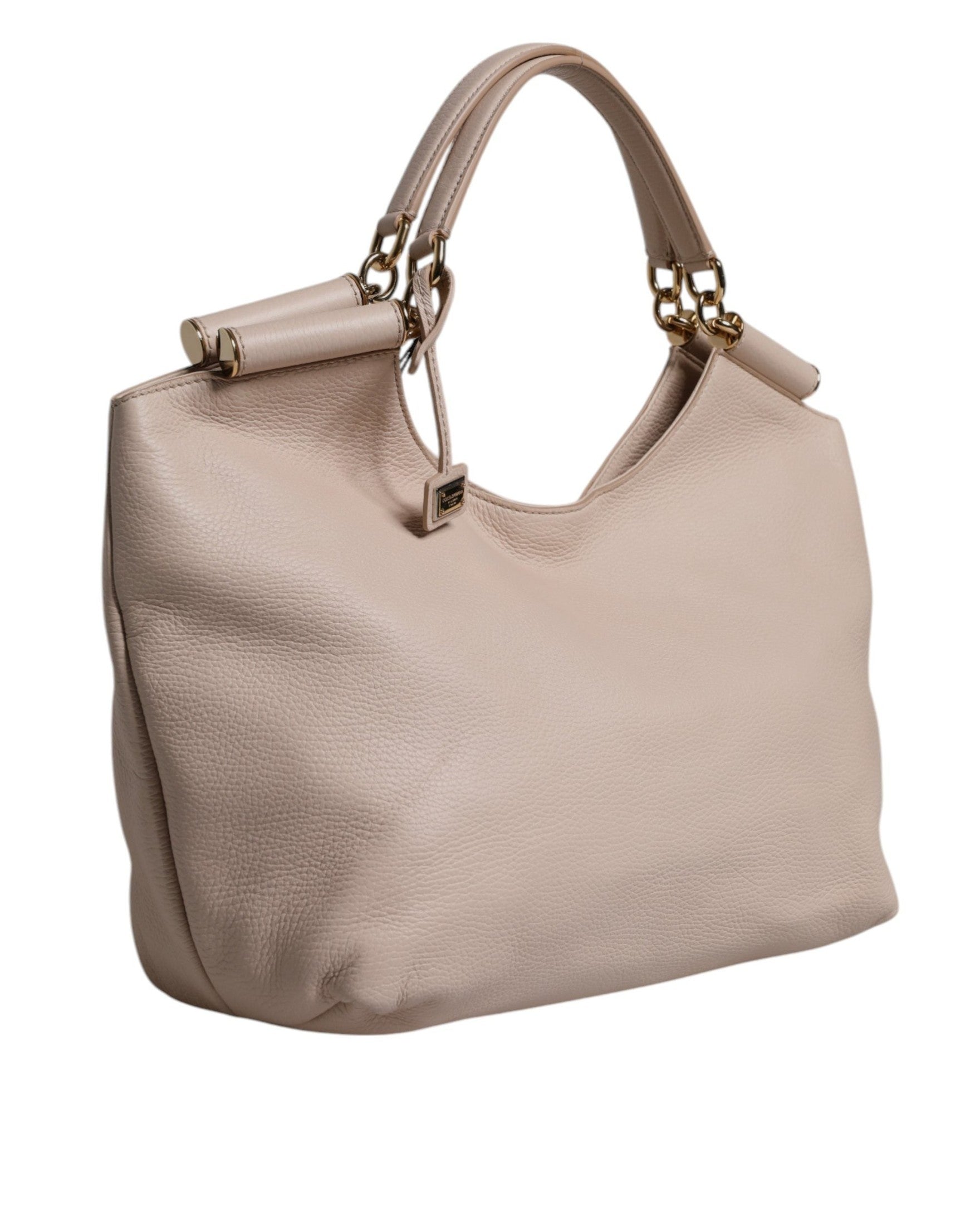 Dolce & Gabbana Light Pink Leather Logo Plaque Tote Shoulder Borse Bag Glam Steals