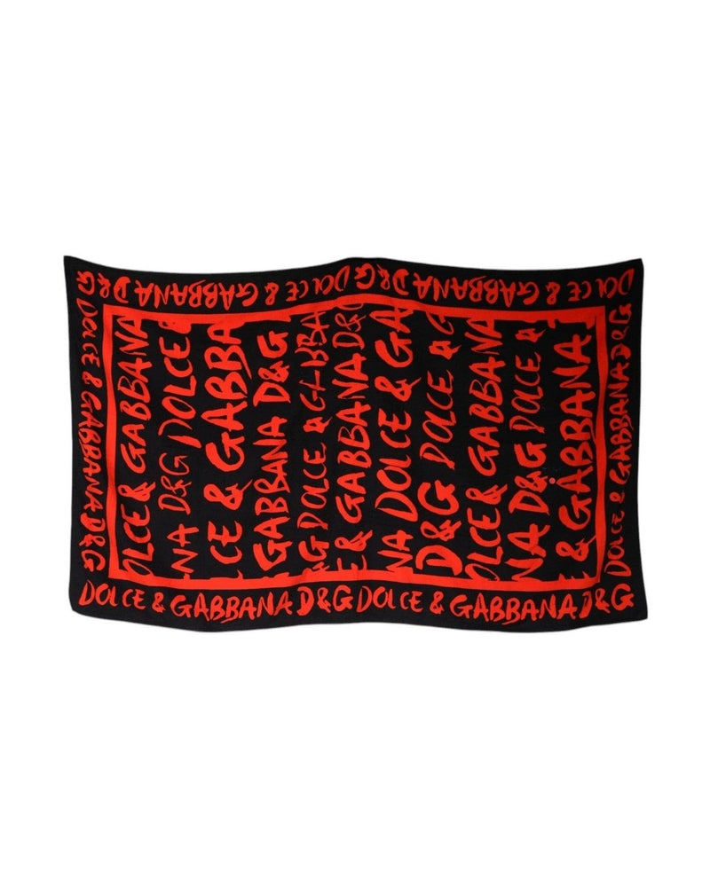 Dolce & Gabbana Logo Print Cotton Beach Red Towel Glam Steals