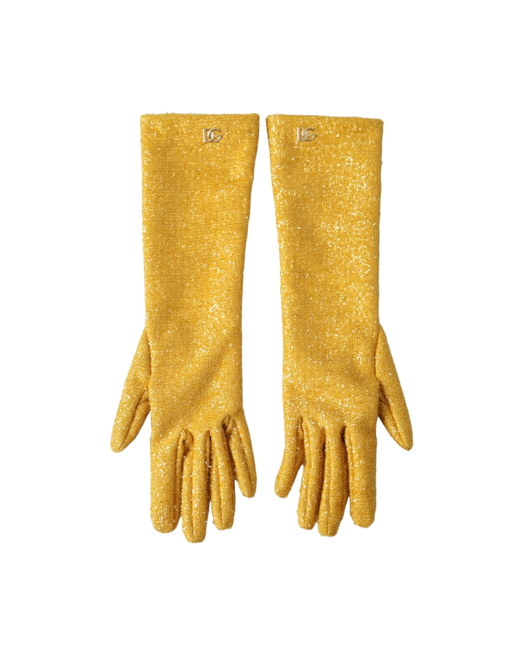Dolce & Gabbana Lurex Fantasia Mid Arm Length Gold Gloves Glam Steals