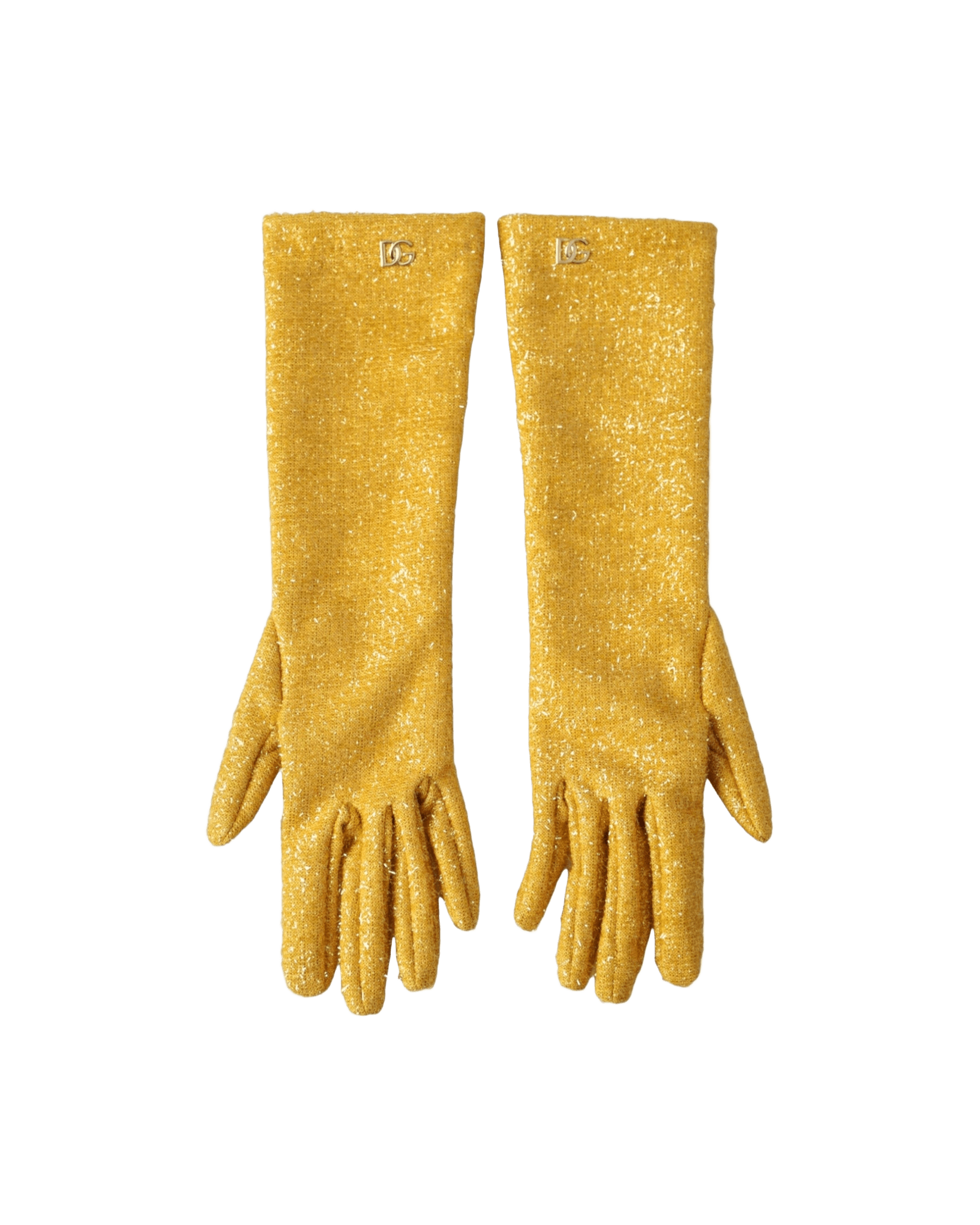 Dolce & Gabbana Lurex Fantasia Mid Arm Length Gold Gloves Glam Steals
