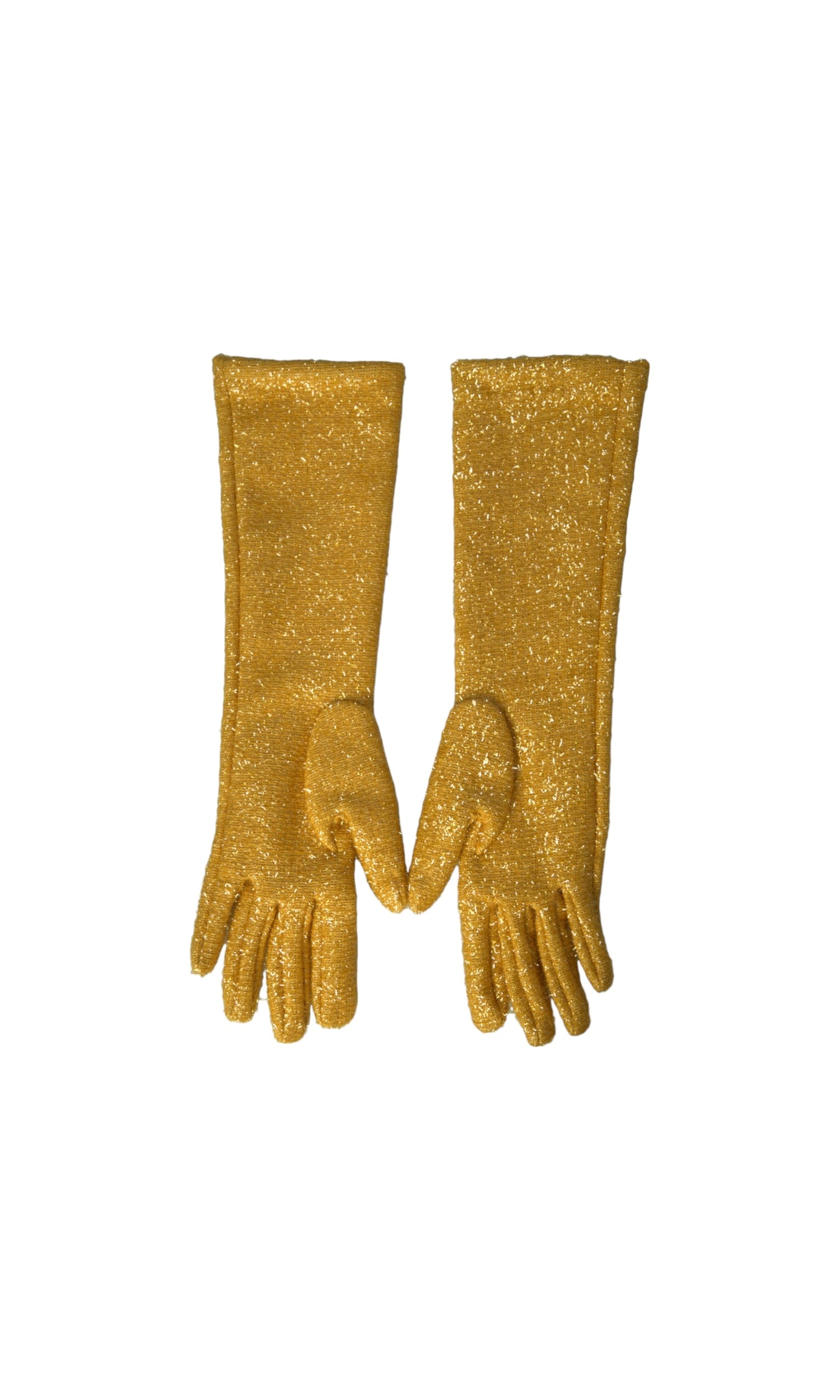 Dolce & Gabbana Lurex Fantasia Mid Arm Length Gold Gloves Glam Steals