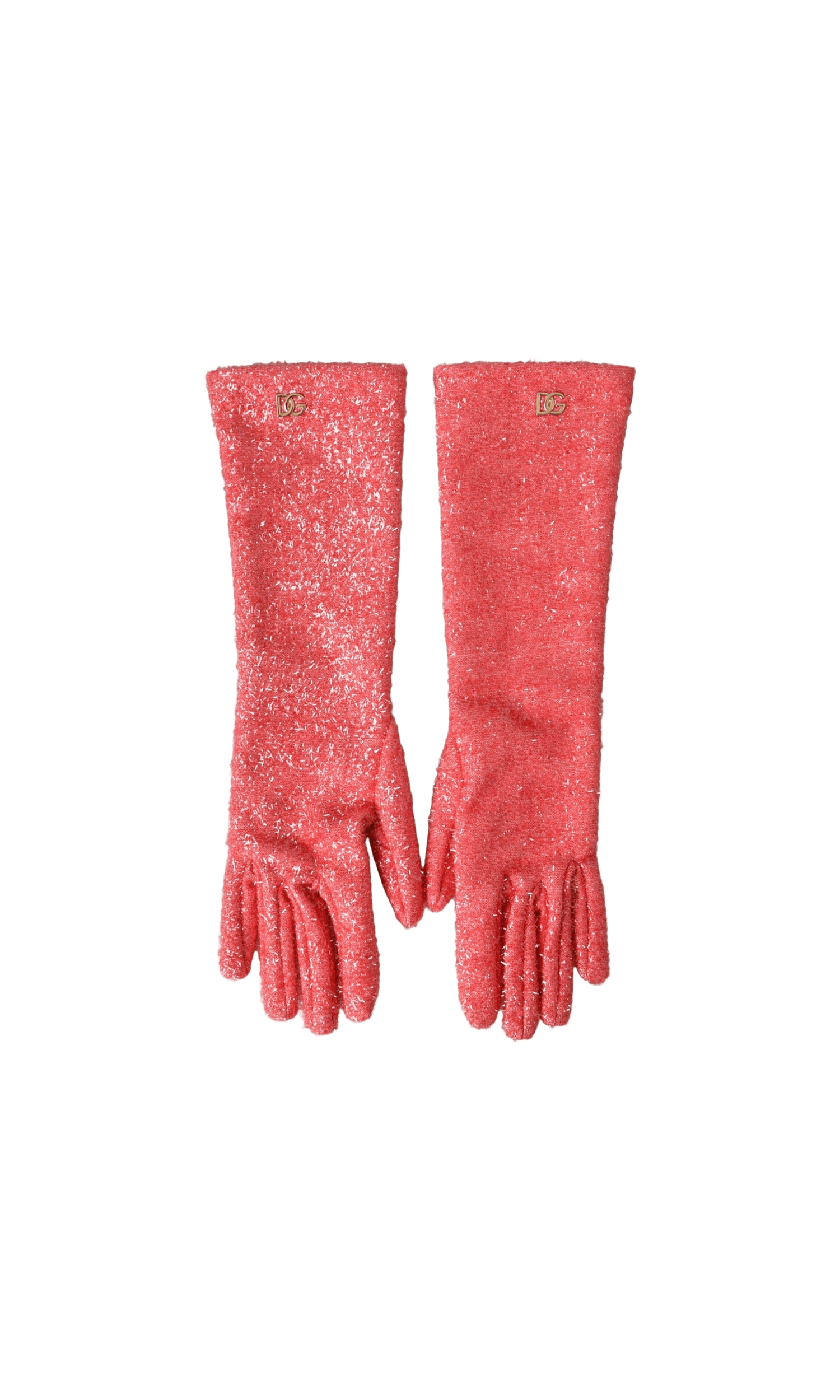Dolce & Gabbana Lurex Fantasia Mid Arm Length Pink Gloves Glam Steals