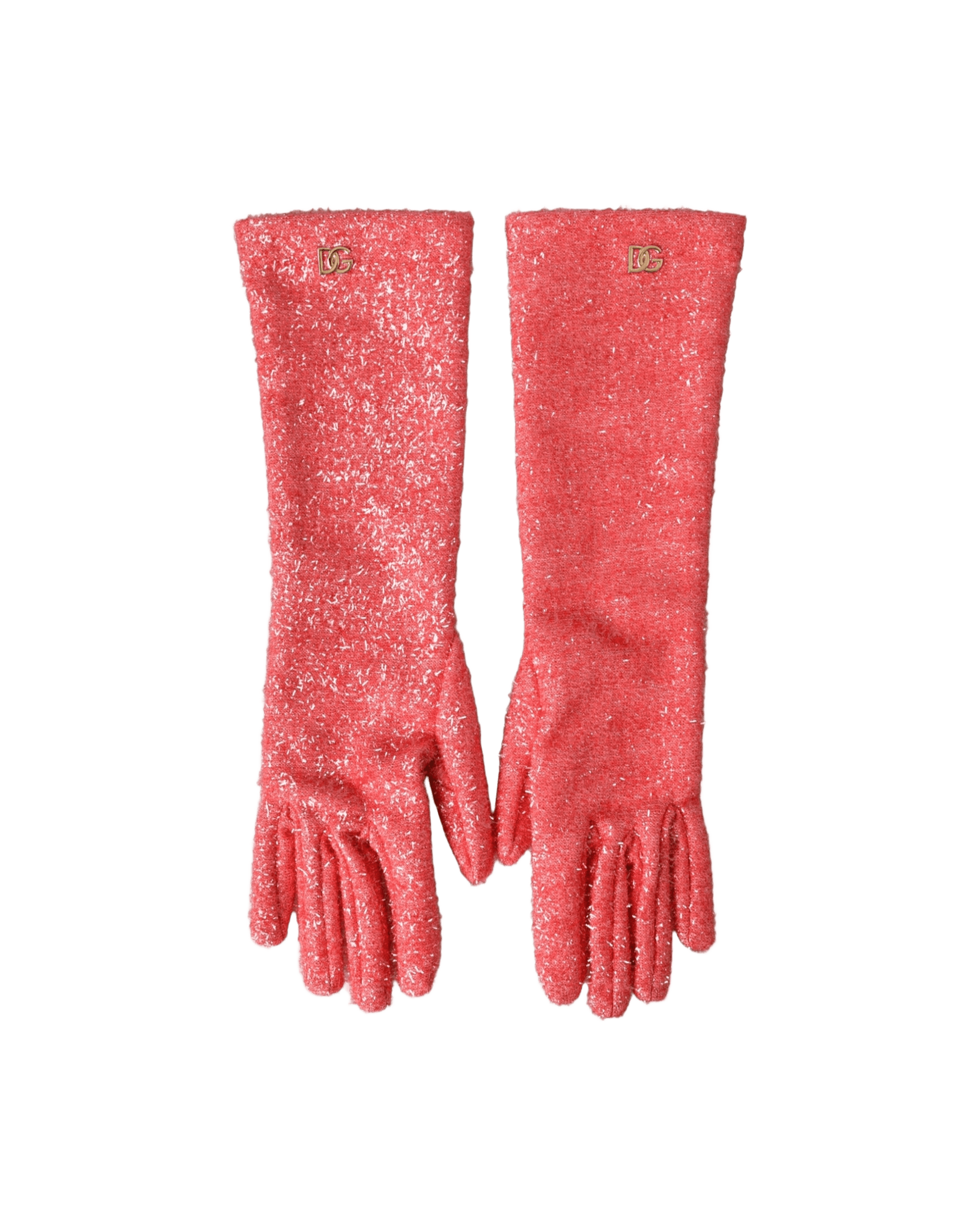 Dolce & Gabbana Lurex Fantasia Mid Arm Length Pink Gloves Glam Steals