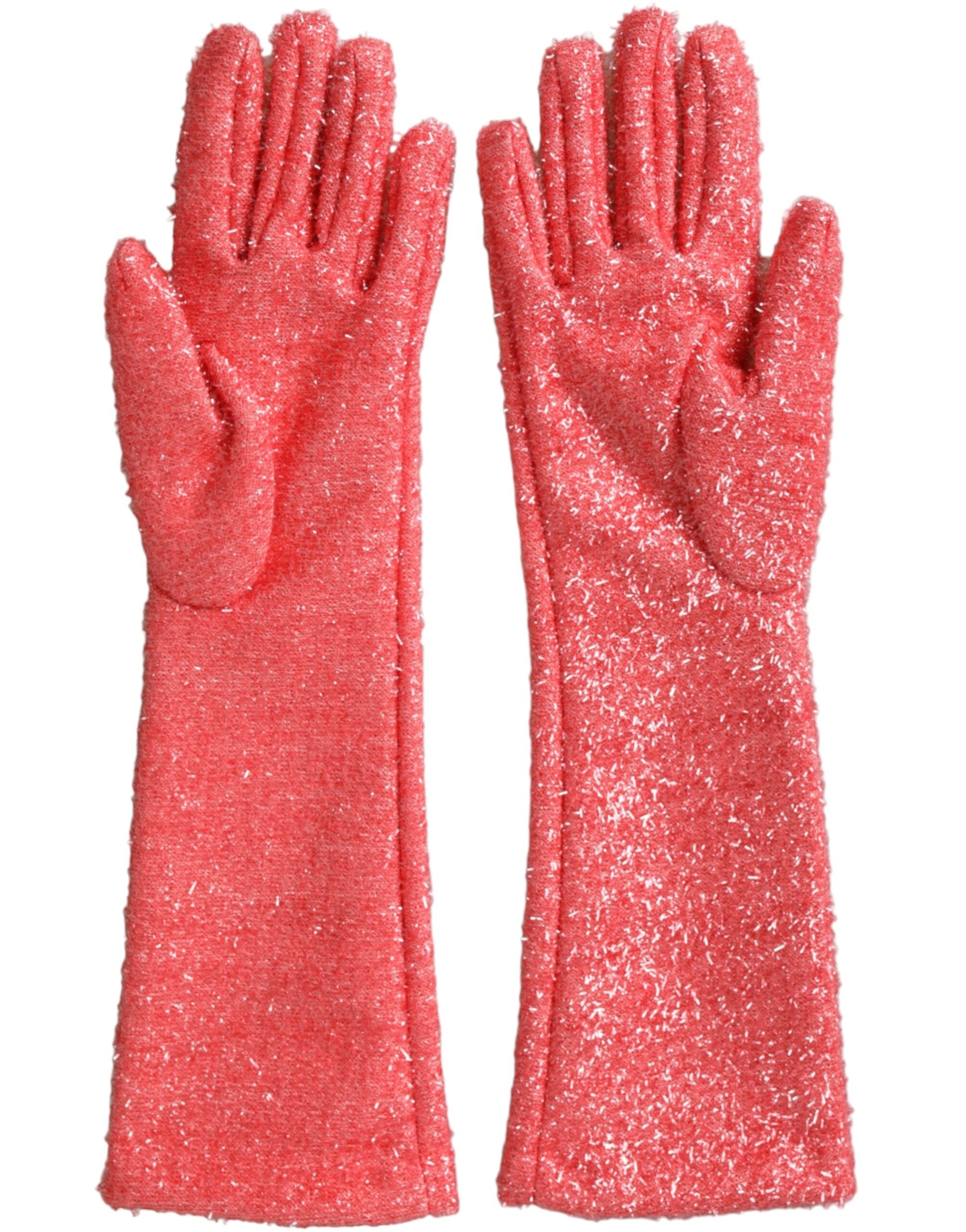 Dolce & Gabbana Lurex Fantasia Mid Arm Length Pink Gloves Glam Steals