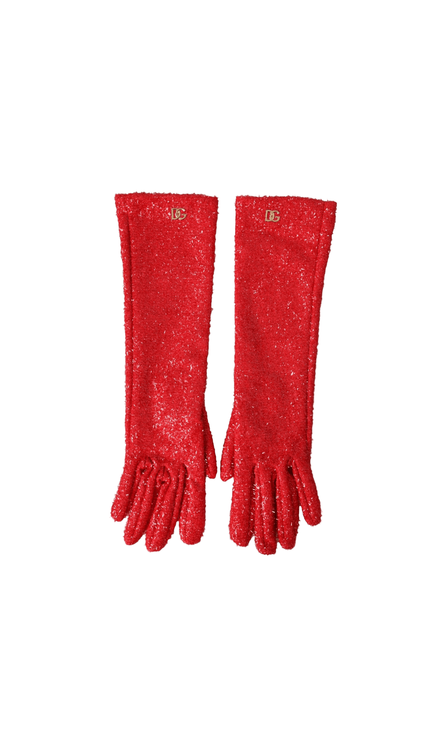 Dolce & Gabbana Lurex Fantasia Mid Arm Length Red Gloves Glam Steals