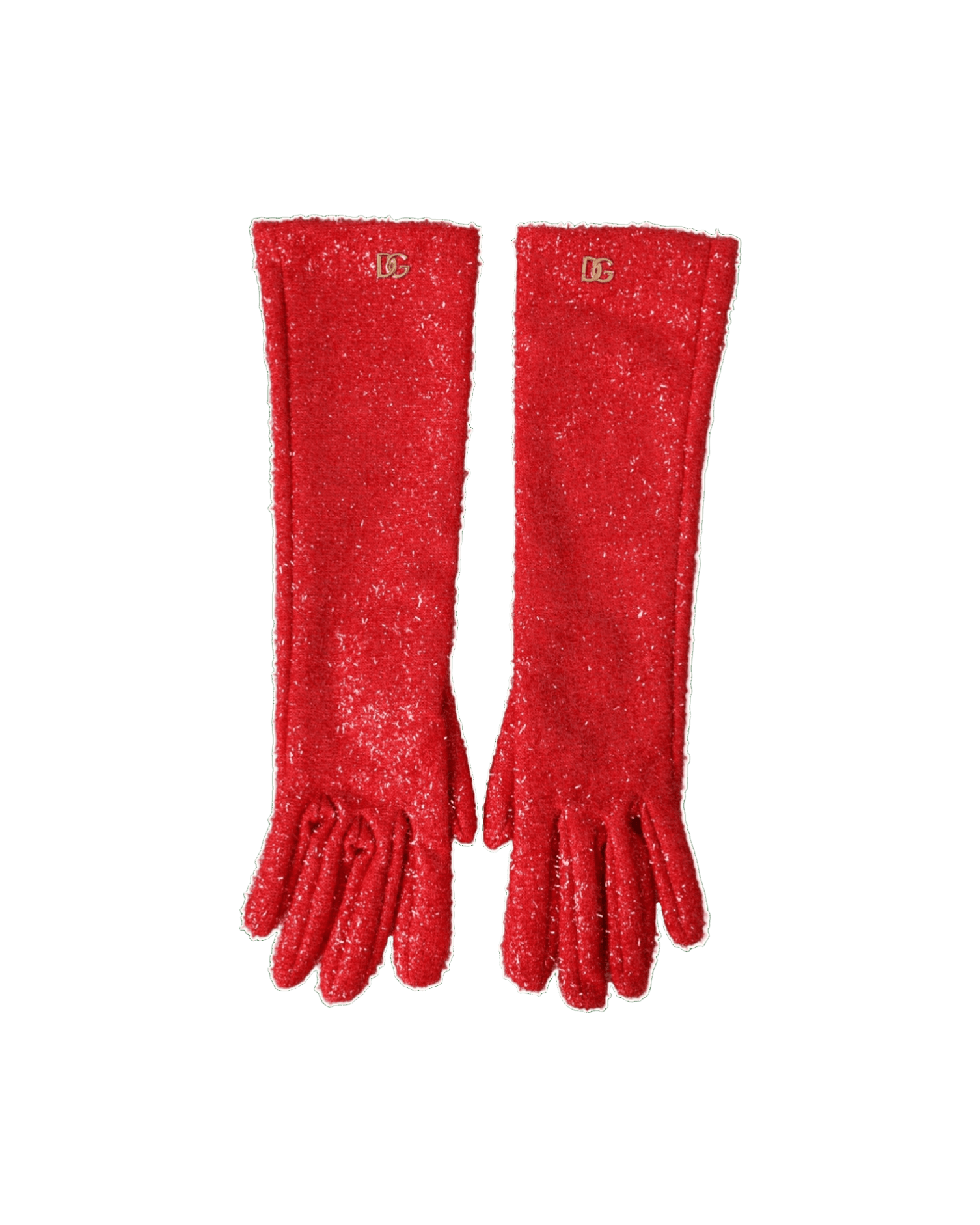 Dolce & Gabbana Lurex Fantasia Mid Arm Length Red Gloves Glam Steals