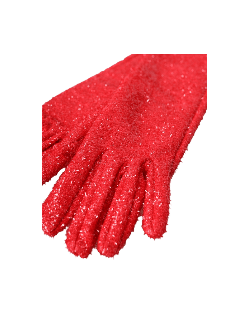 Dolce & Gabbana Lurex Fantasia Mid Arm Length Red Gloves Glam Steals