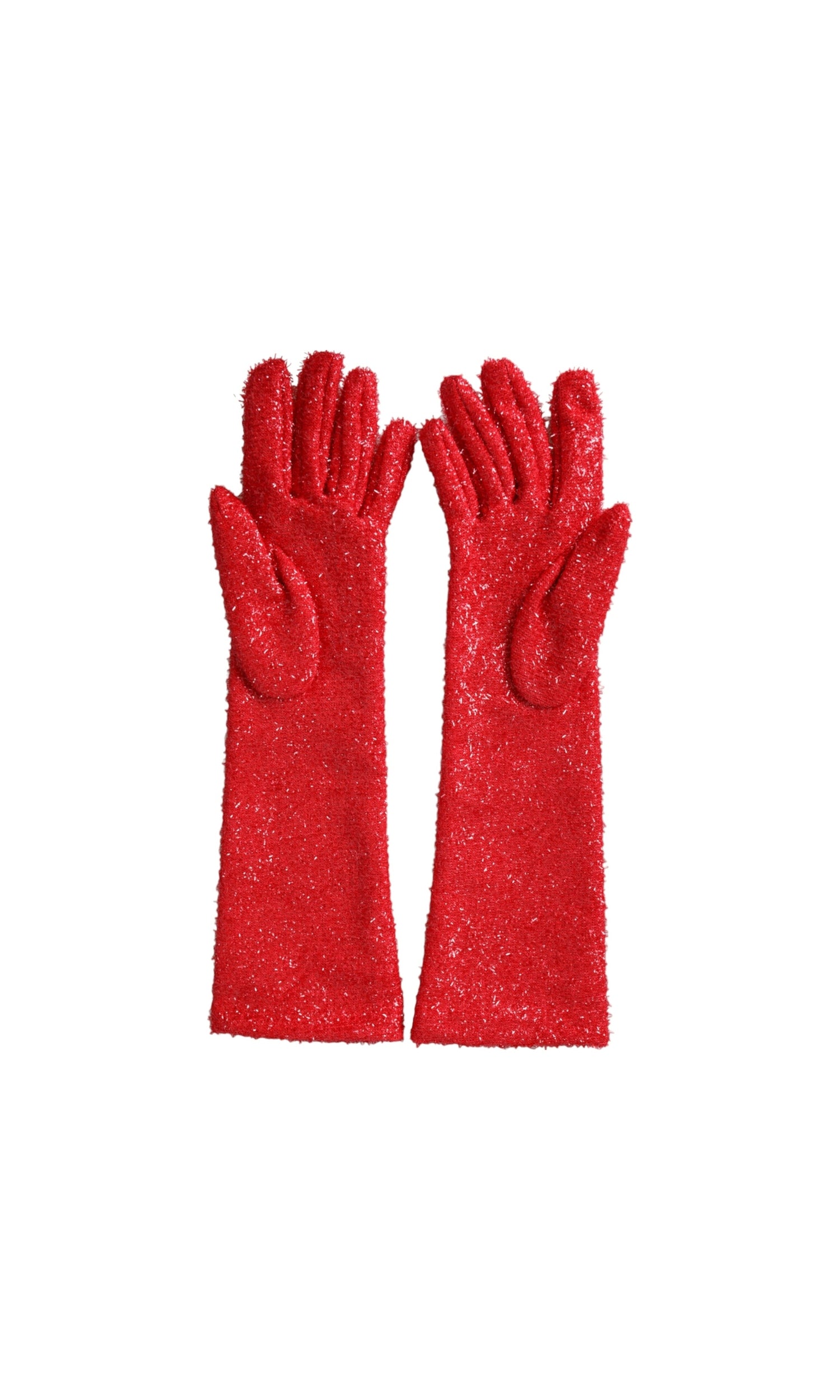Dolce & Gabbana Lurex Fantasia Mid Arm Length Red Gloves Glam Steals