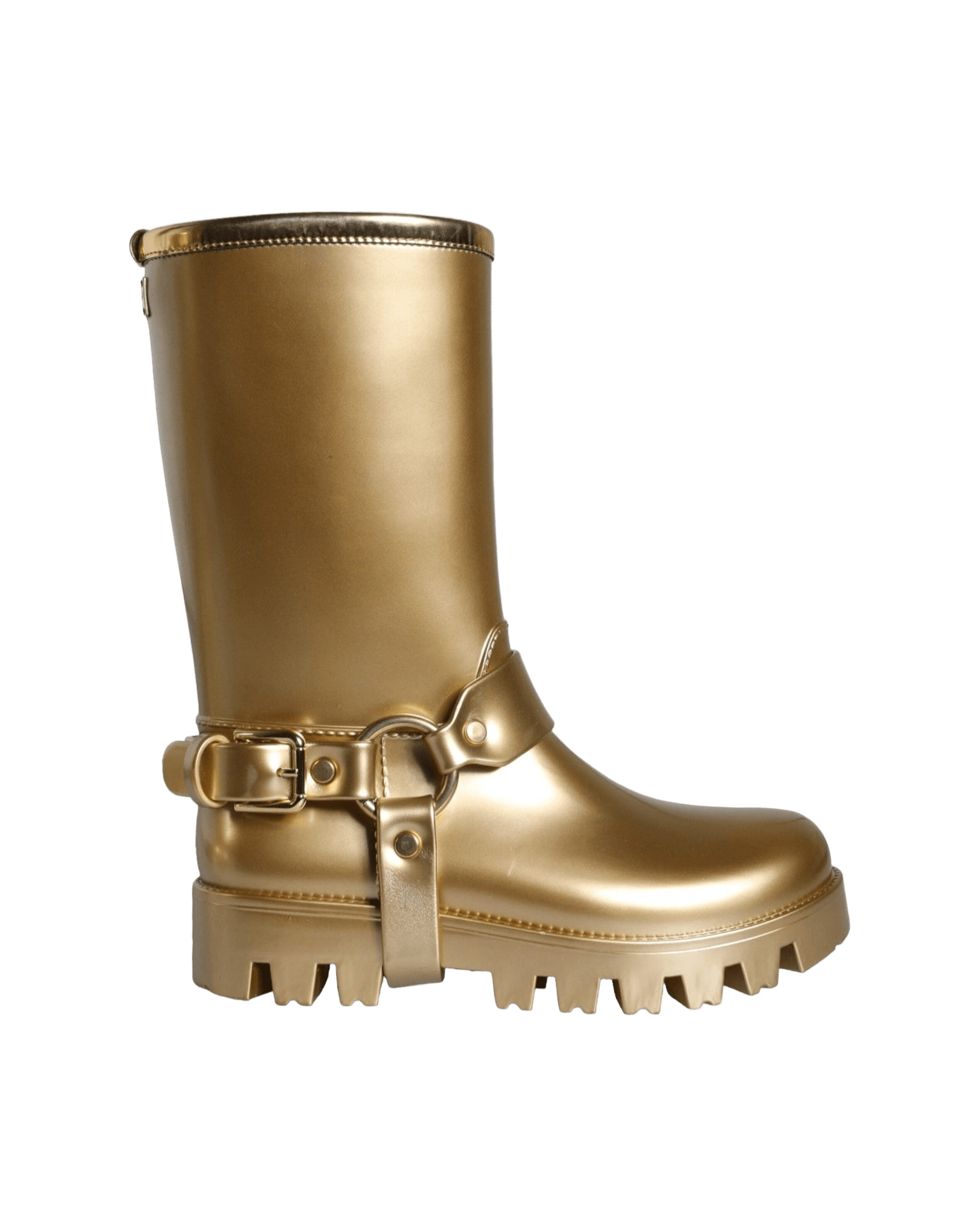 Dolce & Gabbana Metallic Gold Rubber Pvc Rain Boots Shoes Glam Steals