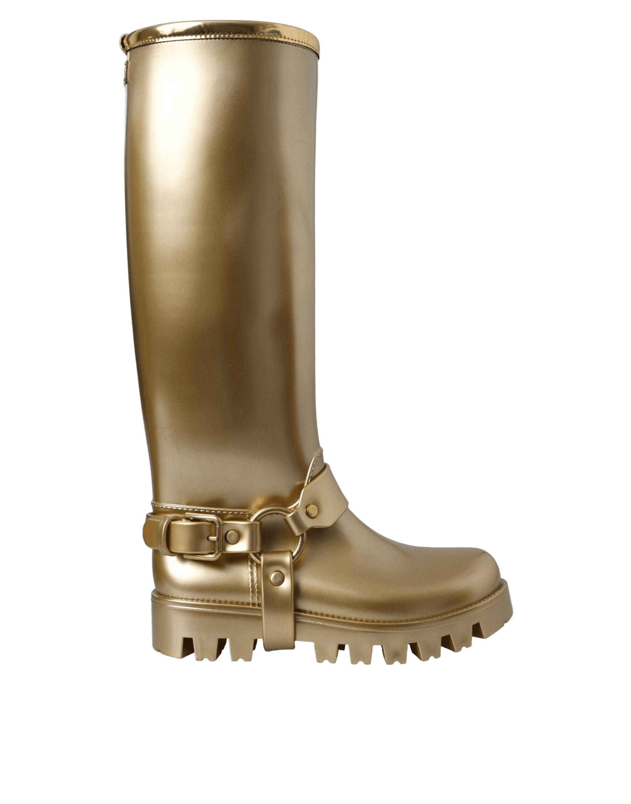 Dolce & Gabbana Metallic Gold Rubber Pvc Rain Boots Shoes Glam Steals