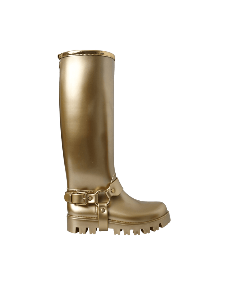 Dolce & Gold Gabbana Metallic Rubber Pvc Rain Boots Shoes Glam Steals