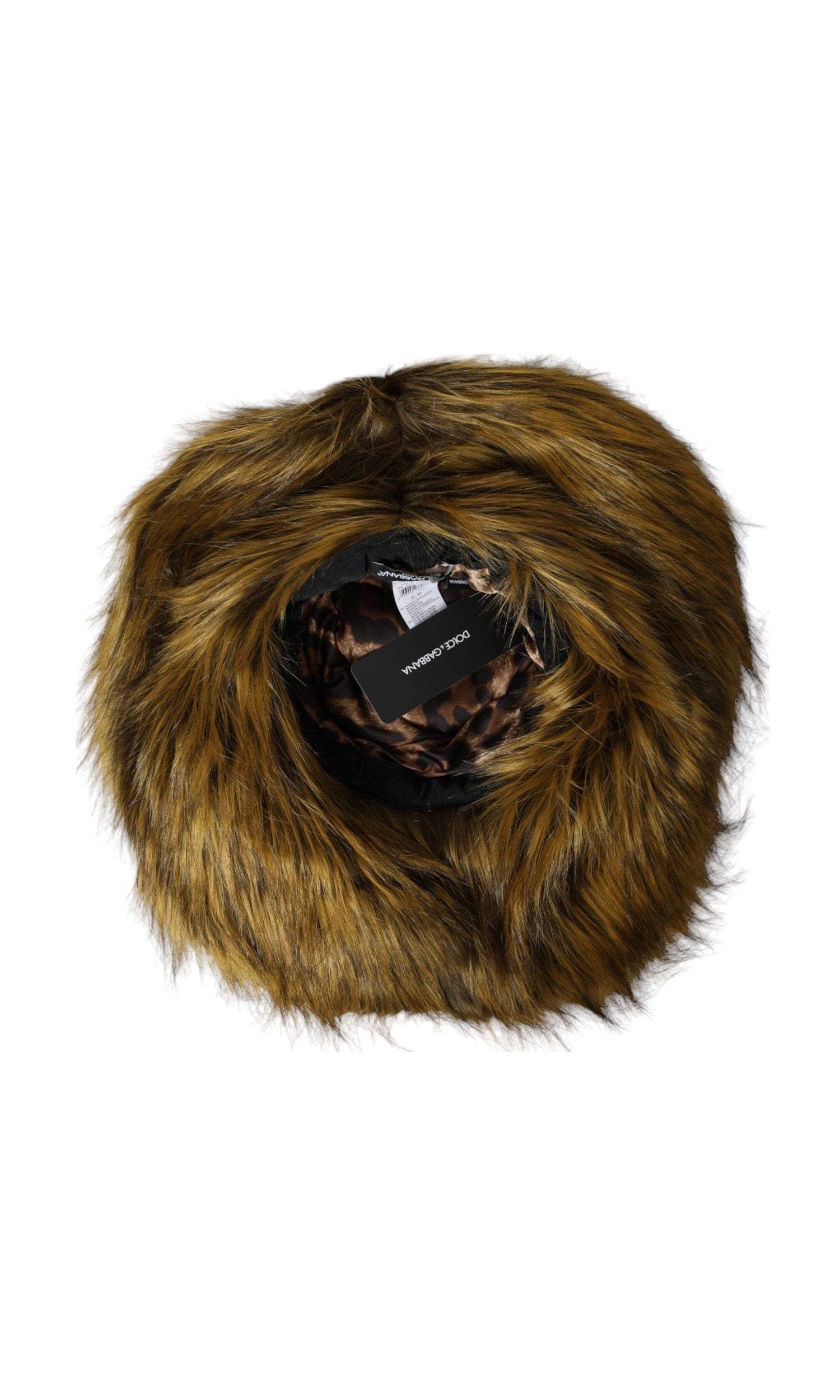 Dolce & Gabbana Modacrylic Faux Fur Bucket Brown Hat Glam Steals