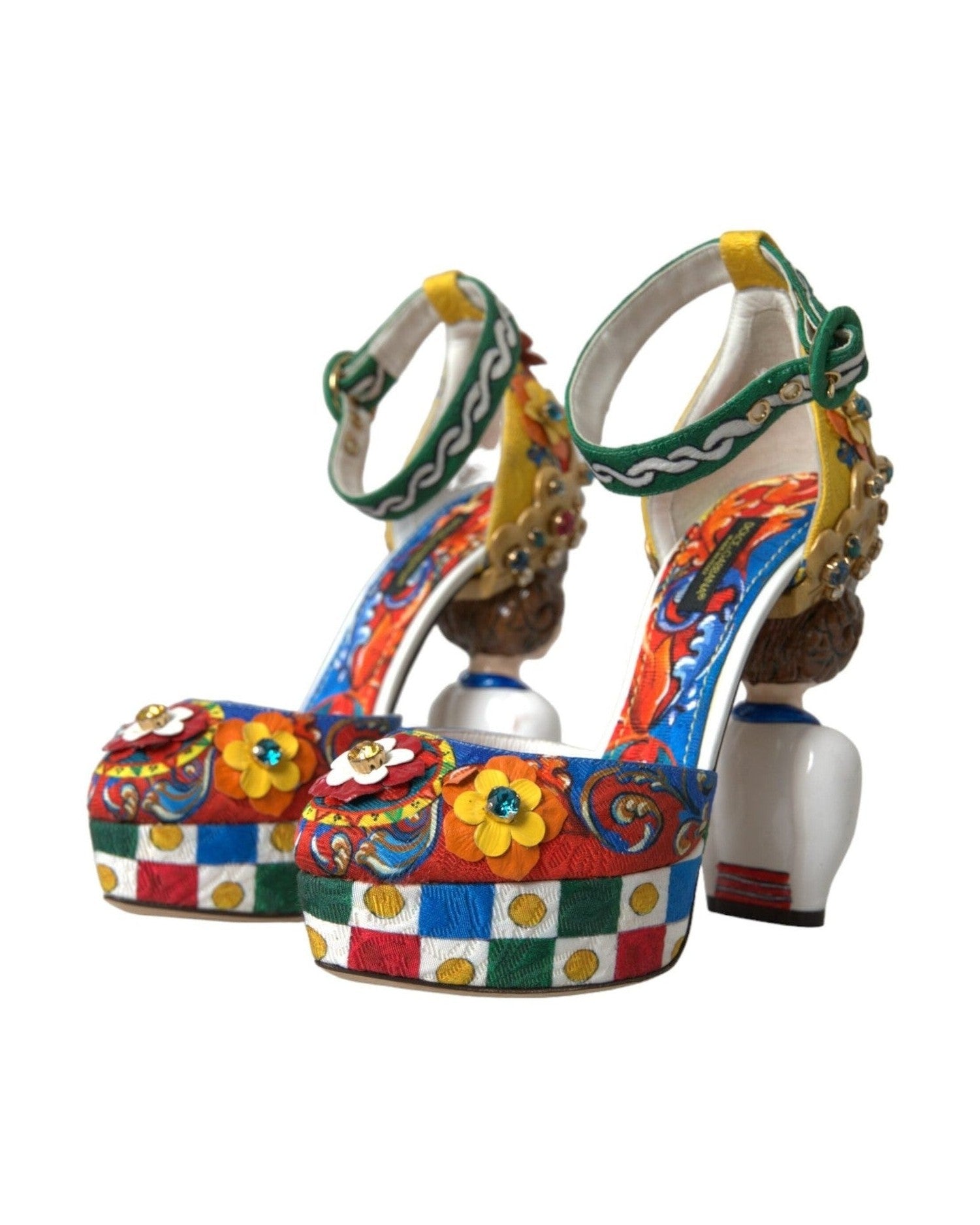Dolce & Gabbana Multicolor Carretto Embellished Sandals Shoes Glam Steals