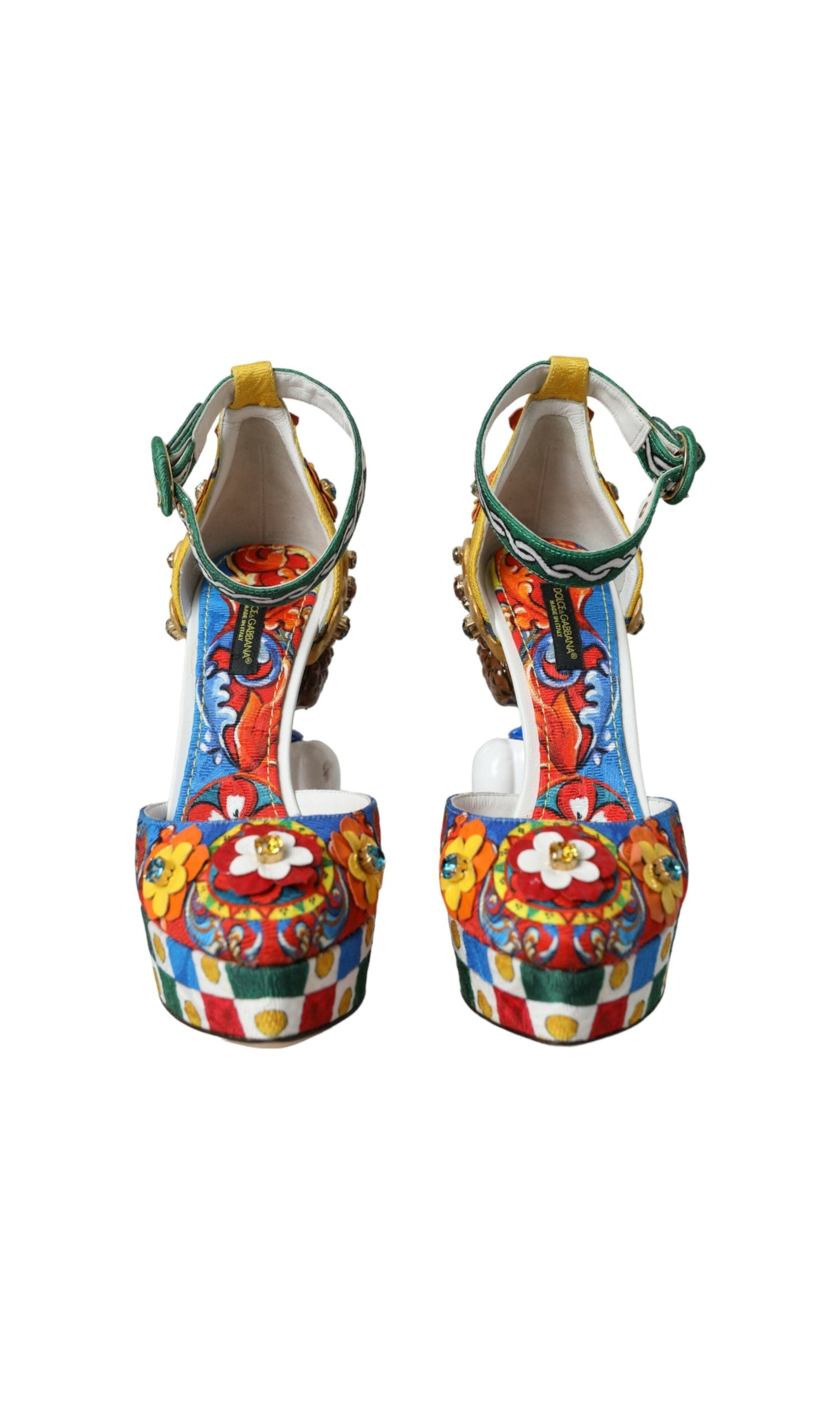 Dolce & Gabbana Multicolor Carretto Embellished Sandals Shoes Glam Steals