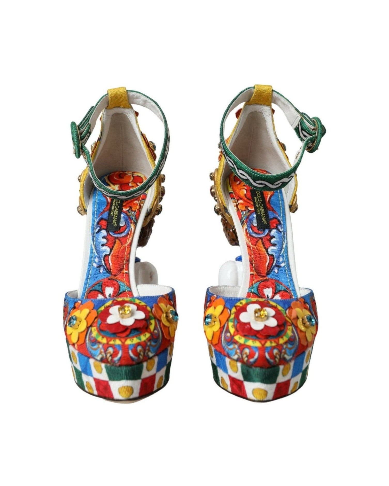 Dolce & Gabbana Multicolor Carretto Embellished Sandals Shoes Glam Steals