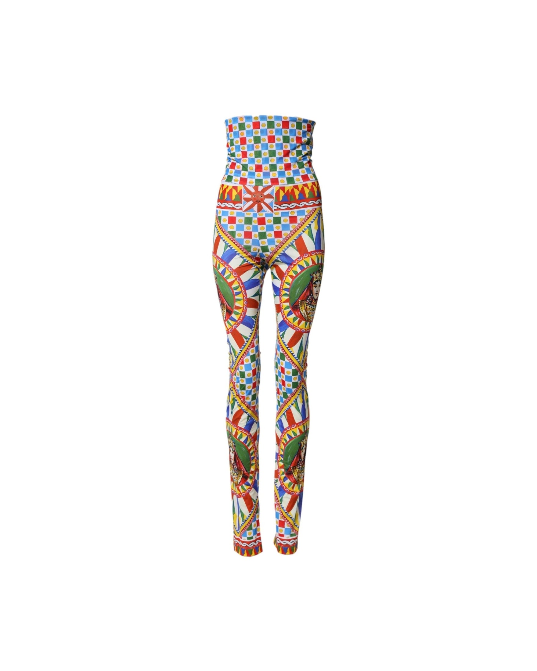 Dolce & Gabbana Multicolor Carretto Leggings High Waist Pant 