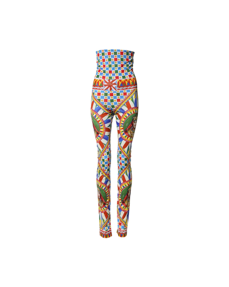 Dolce & Gabbana Multicolor Carretto Leggings High Waist Pant 