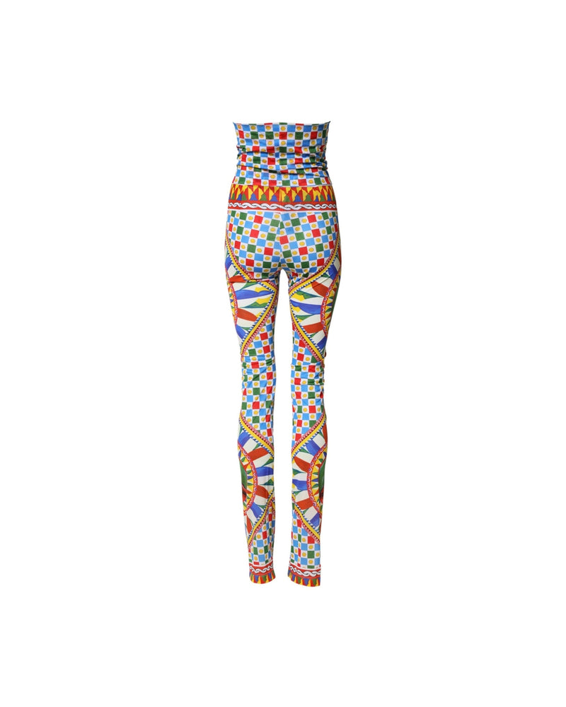 Dolce & Gabbana Multicolor Carretto Leggings High Waist Pant 