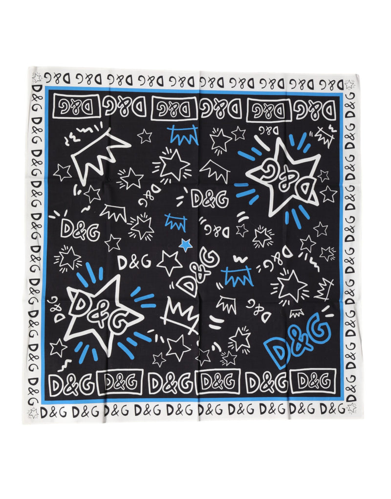 Dolce & Gabbana Multicolor Cotton Graphic Square Foulard Scarf Glam Steals