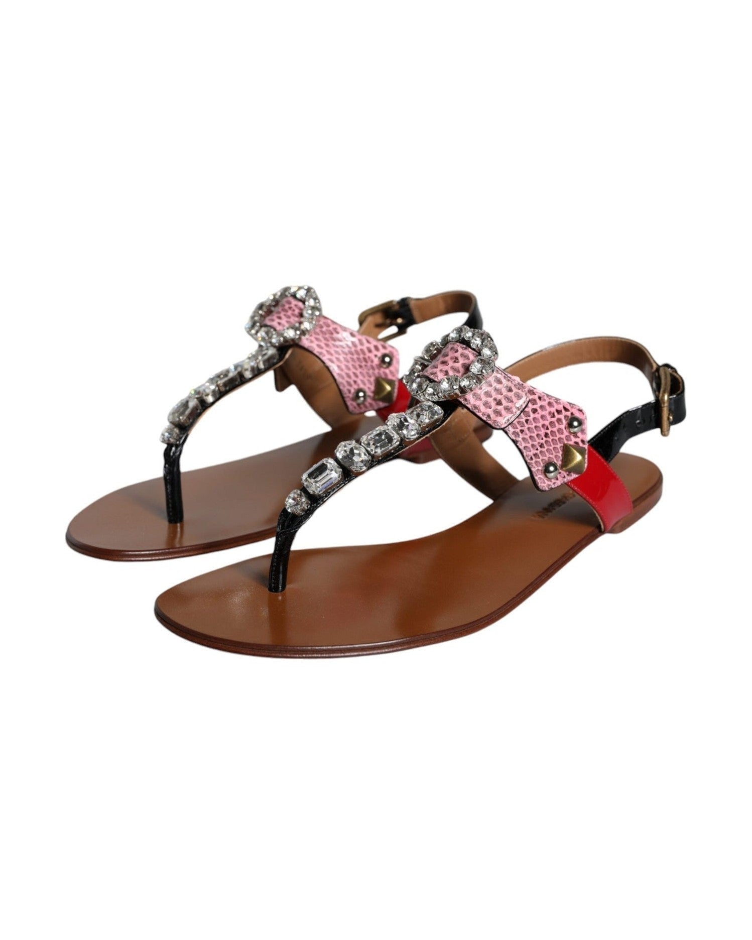 Dolce & Gabbana Multicolor Crystal Sandals Flip Flops Shoes Glam Steals