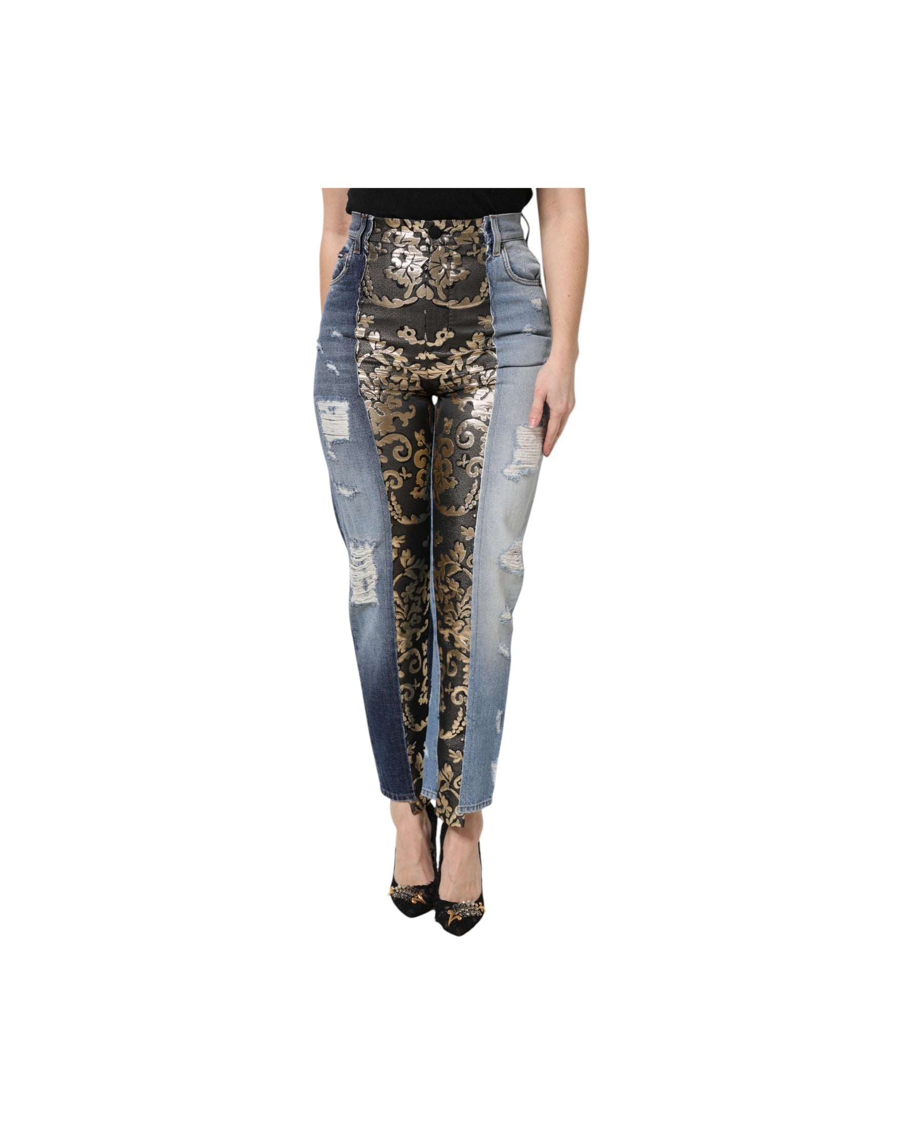 Dolce & Gabbana Multicolor Denim Patchwork Tapered Jeans Glam Steals