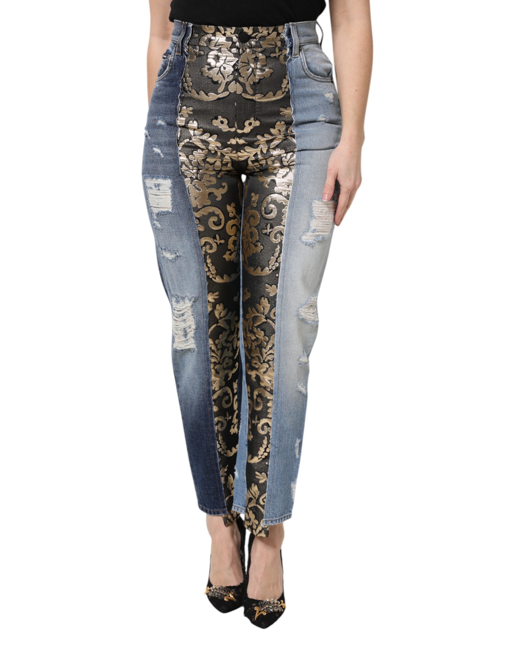 Dolce & Gabbana Multicolor Denim Patchwork Tapered Jeans Glam Steals
