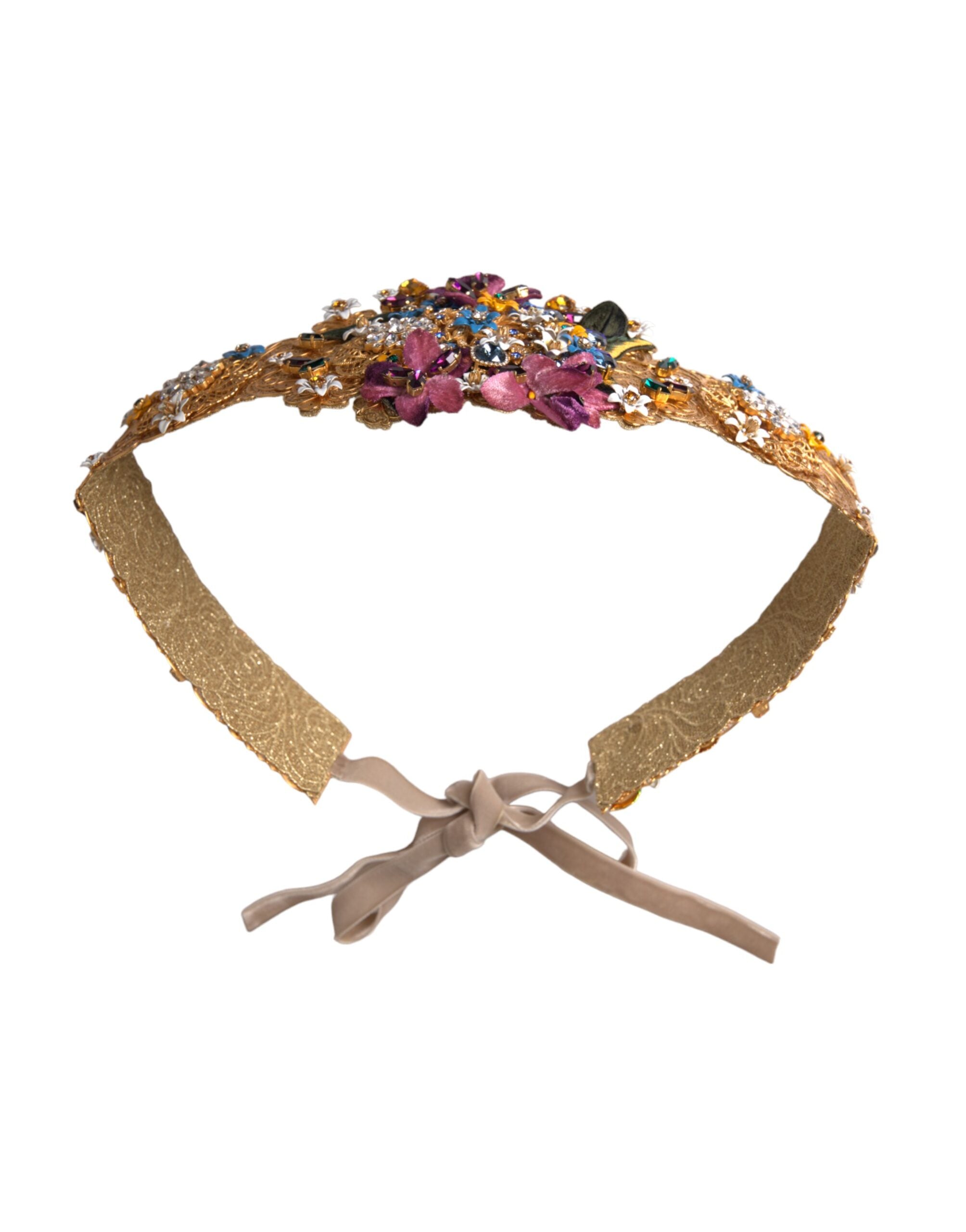 Dolce & Gabbana Multicolor Embellished Floral Crystal Wide Waist Belt Glam Steals