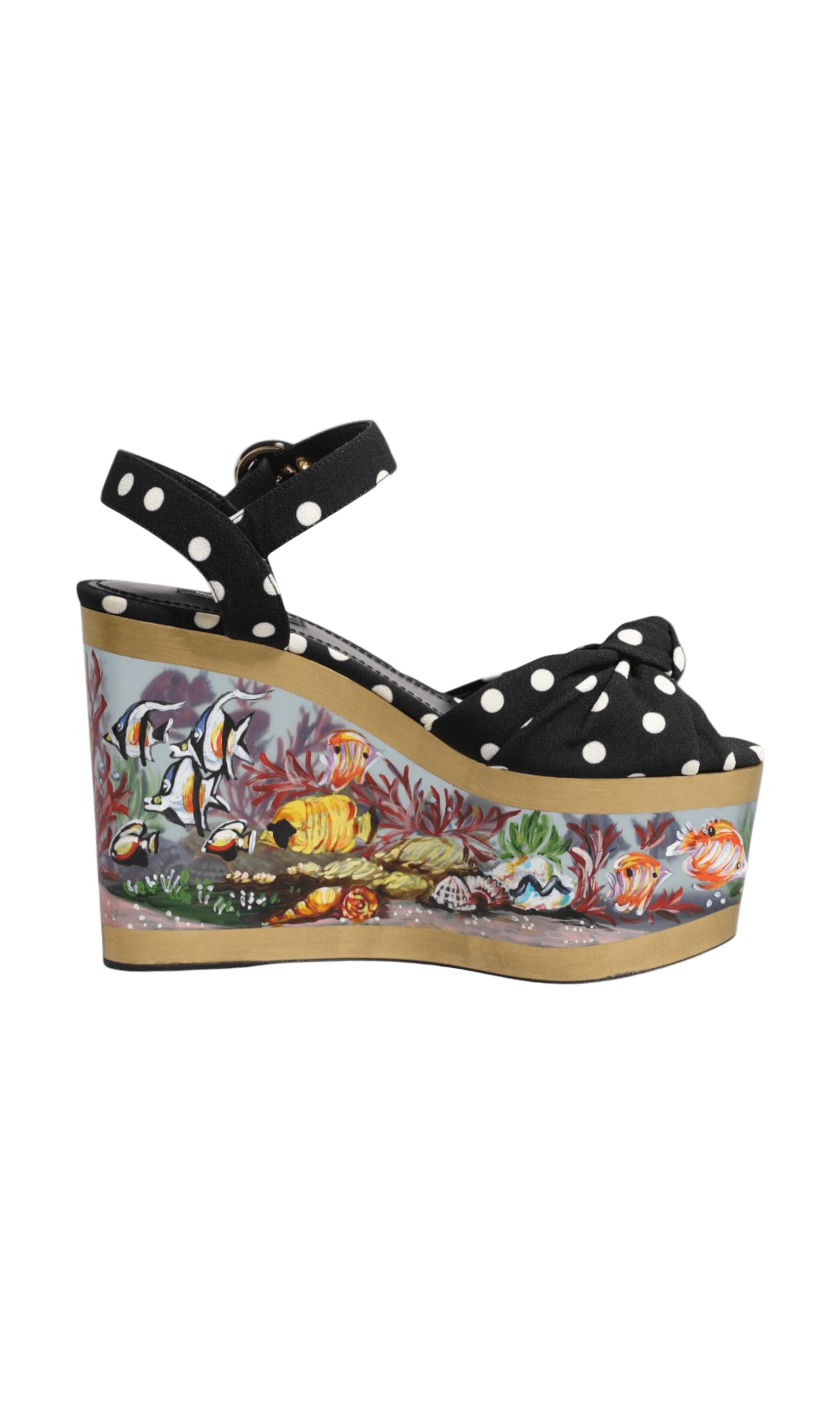 Dolce & Gabbana Multicolor Fish Polka Dot Wedge Sandals Shoes Glam Steals