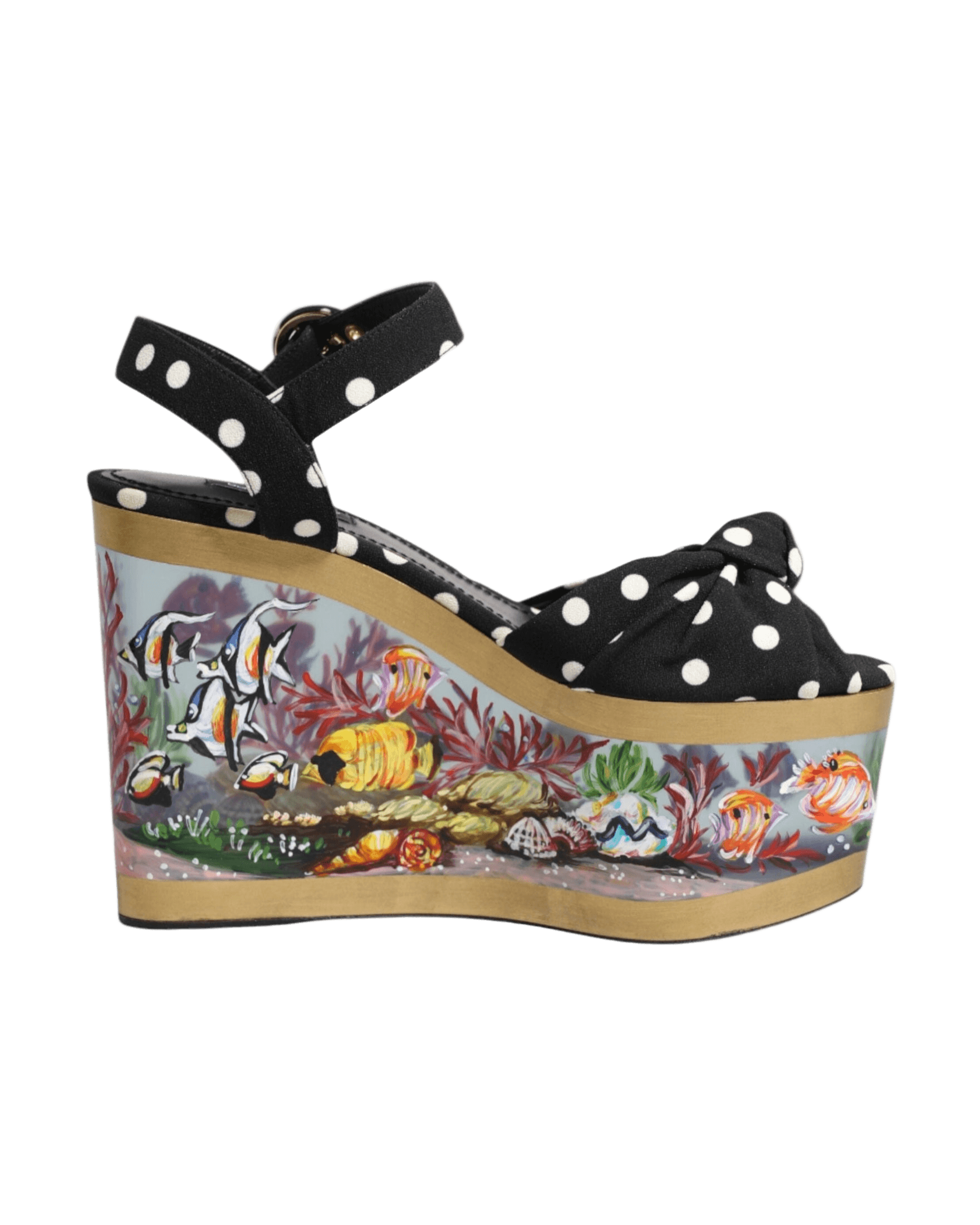 Dolce & Gabbana Multicolor Fish Polka Dot Wedge Sandals Shoes Glam Steals