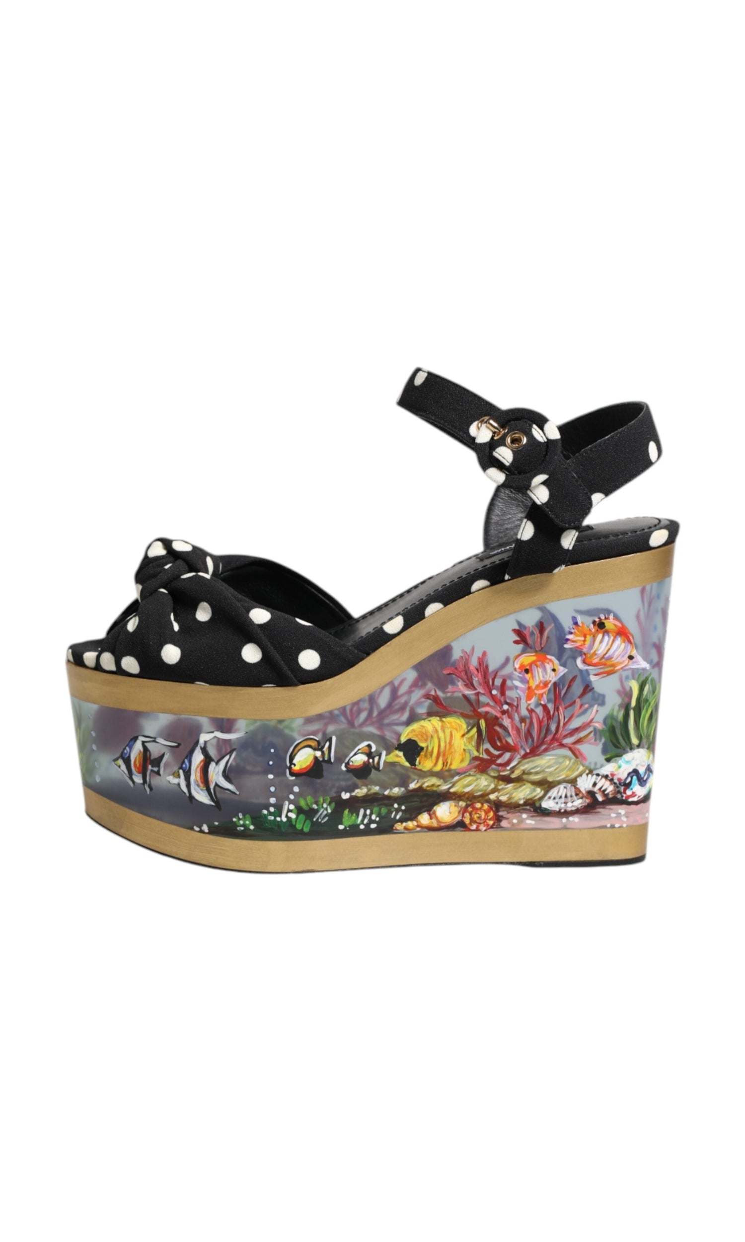 Dolce & Gabbana Multicolor Fish Polka Dot Wedge Sandals Shoes Glam Steals
