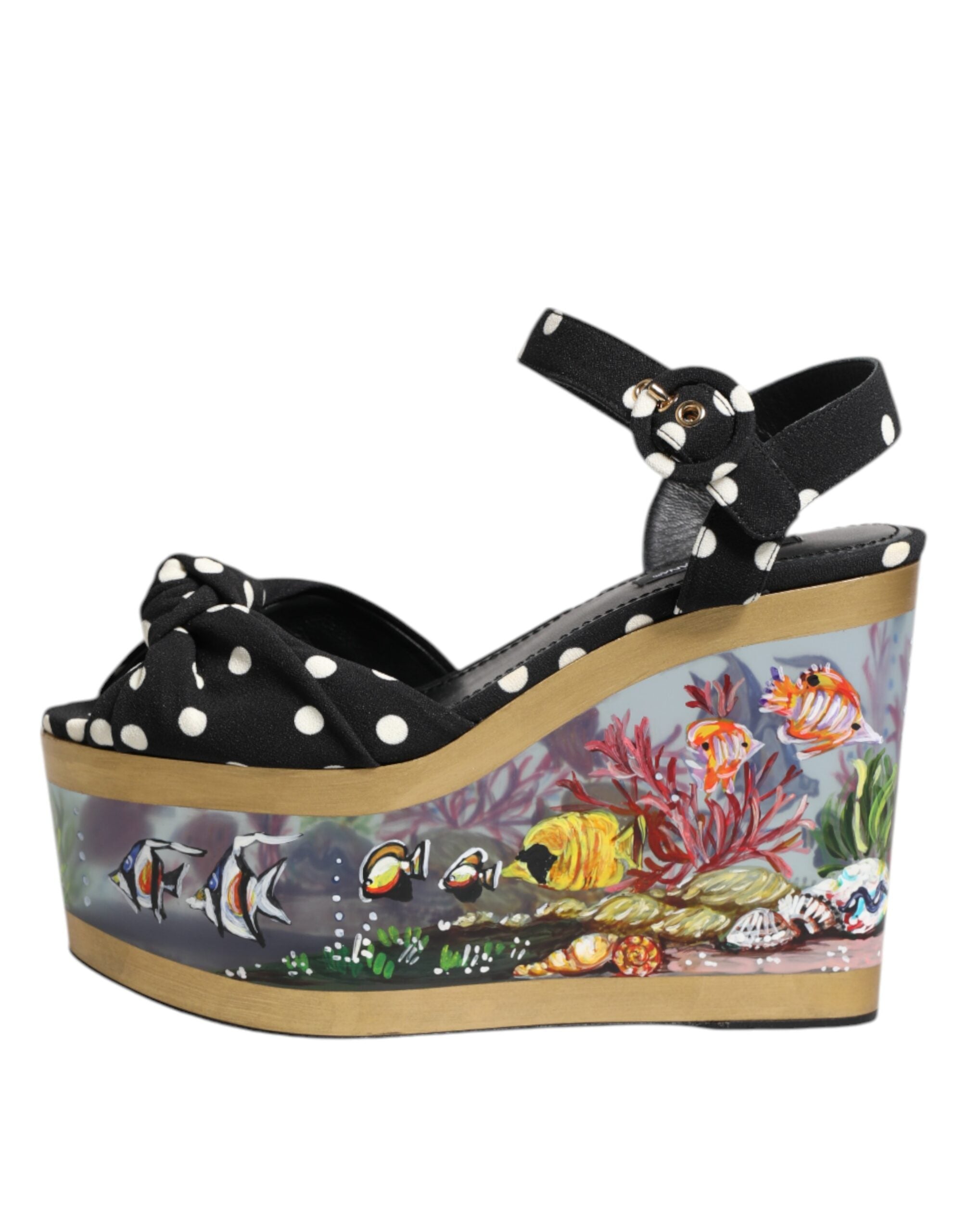 Dolce & Gabbana Multicolor Fish Polka Dot Wedge Sandals Shoes Glam Steals