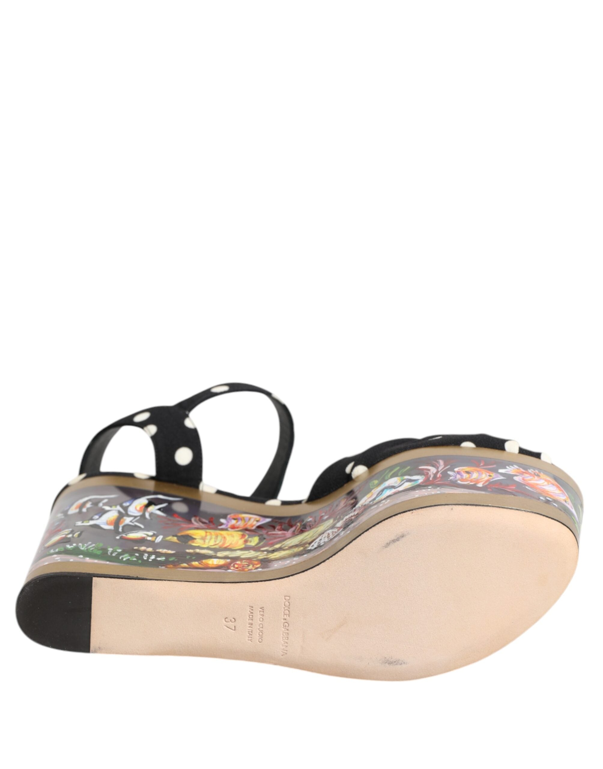 Dolce & Gabbana Multicolor Fish Polka Dot Wedge Sandals Shoes Glam Steals