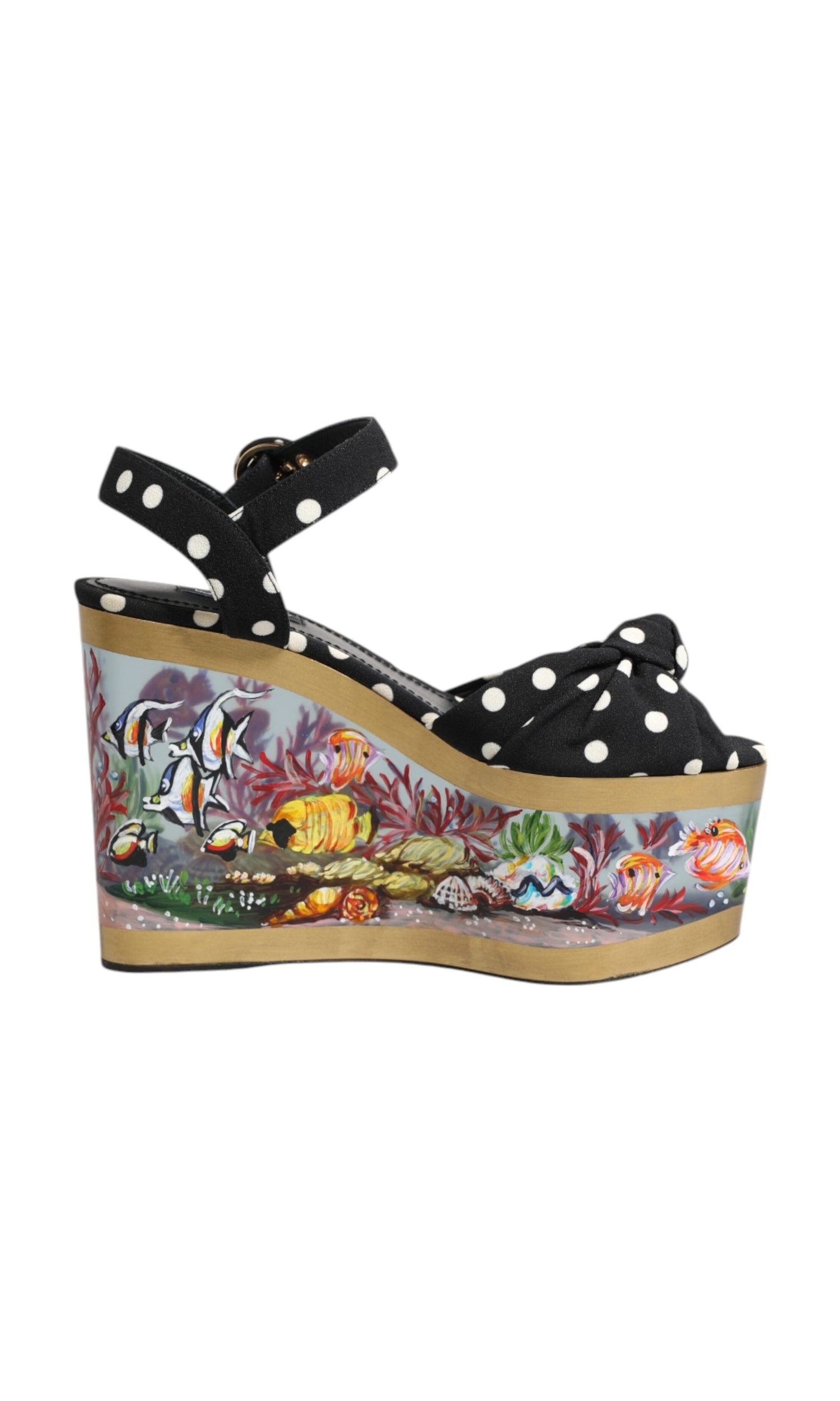 Dolce & Gabbana Multicolor Fish Polka Dot Wedge Sandals Shoes Glam Steals