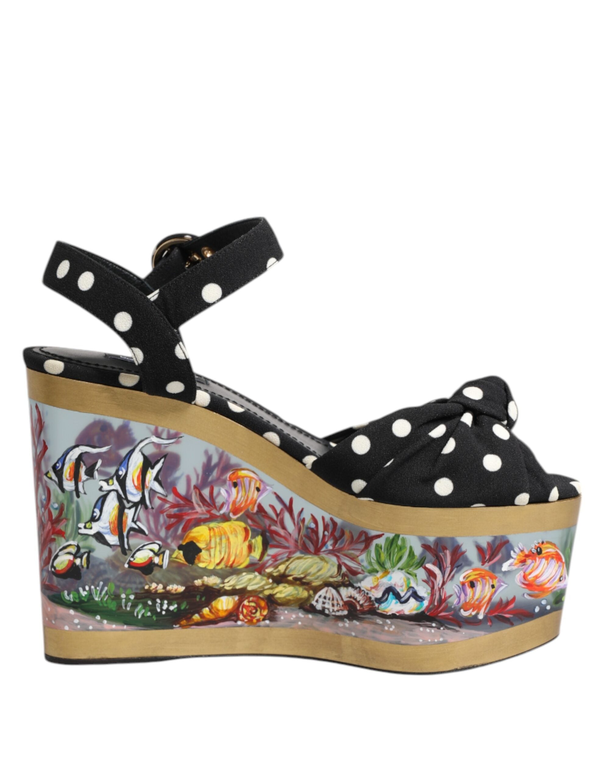 Dolce & Gabbana Multicolor Fish Polka Dot Wedge Sandals Shoes Glam Steals